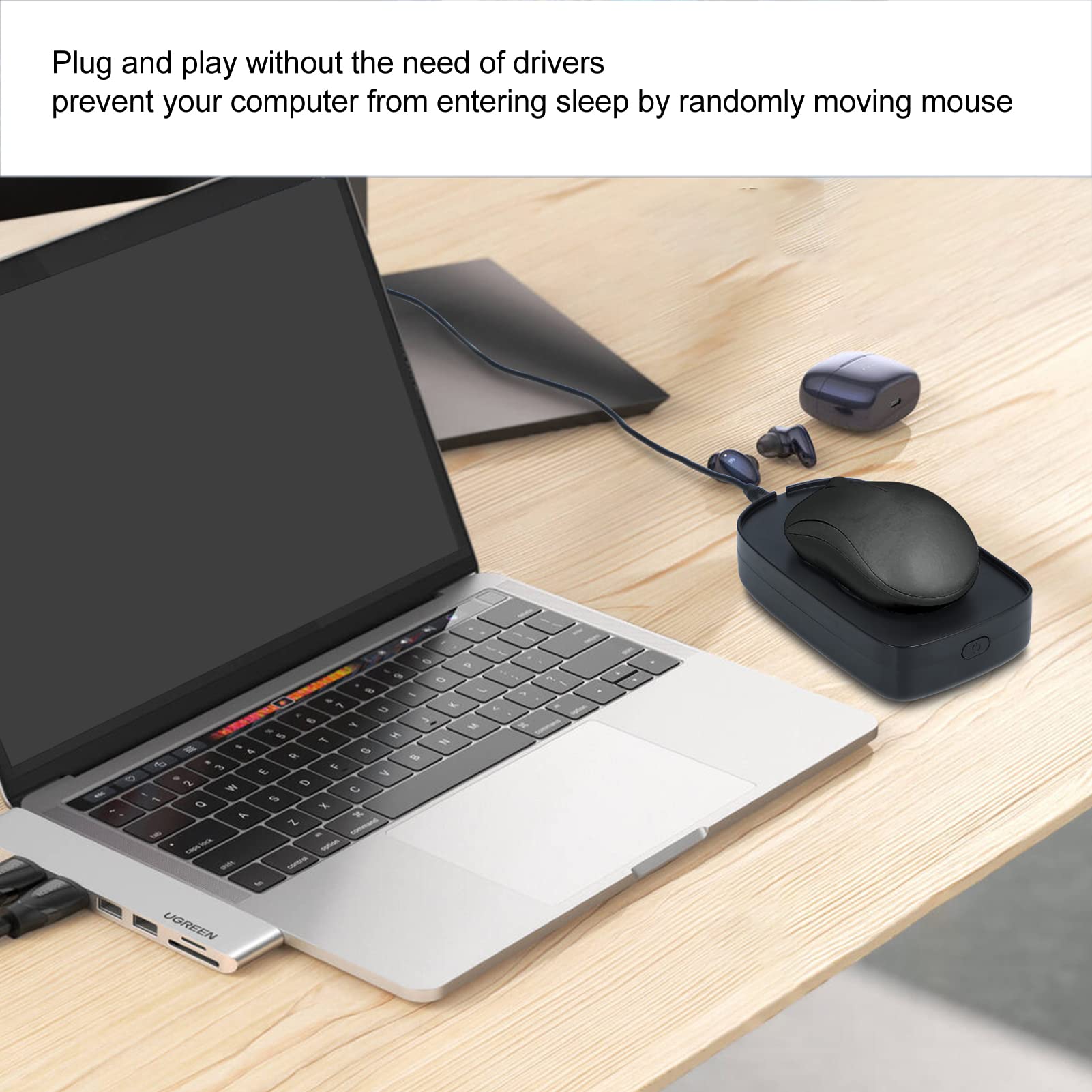 Automatic Mouse Mover Jiggler - USB Computer Mouse Mover to Prevent Sleep Mode & Keep PC Active - Perfect for Remote Work, Online Meetings & Gaming