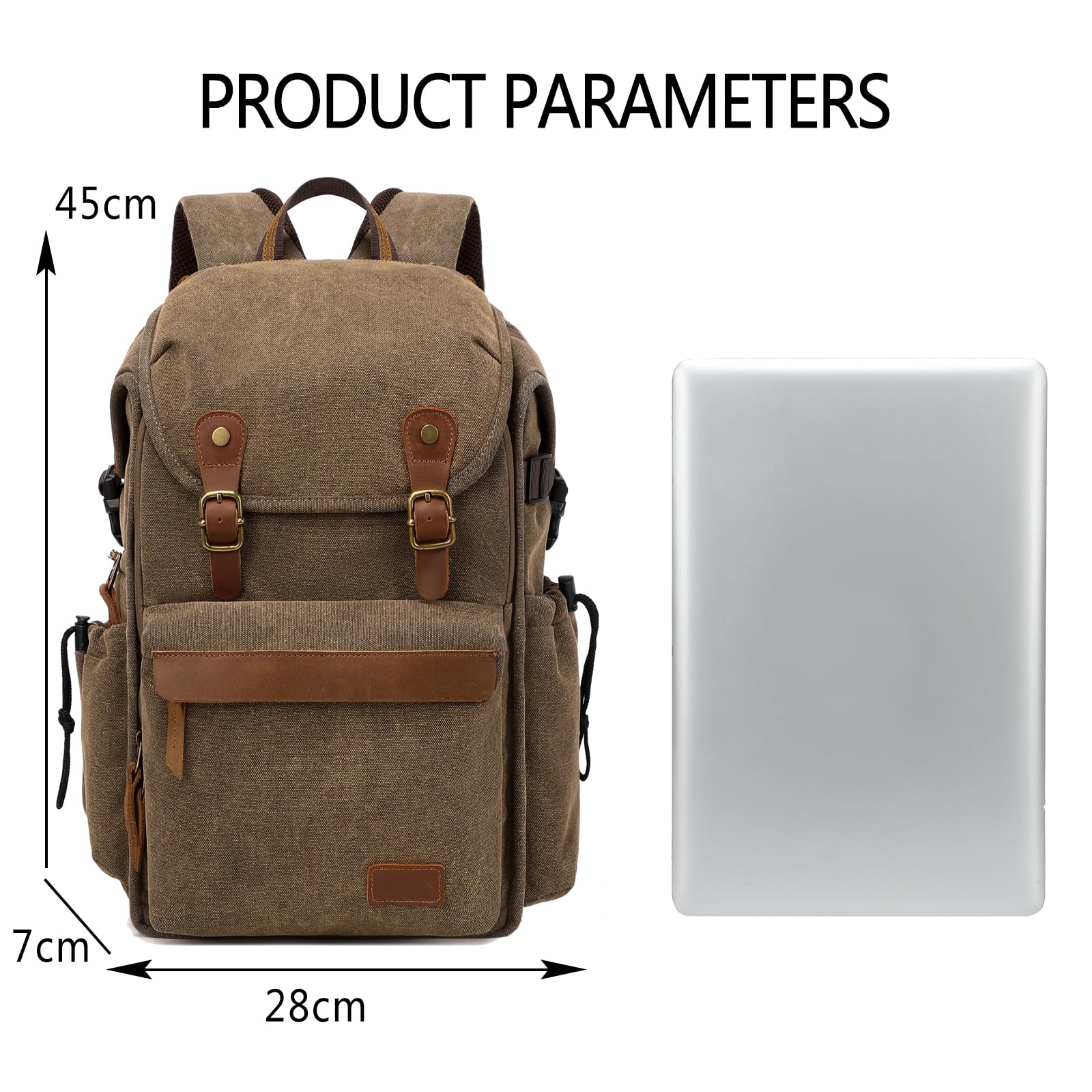 Professional Camera Backpack for DSLR & Drone - Large Capacity Waterproof Canvas Photography Bag (Coffee) - Perfect for Travel, Hiking & Outdoor Photography