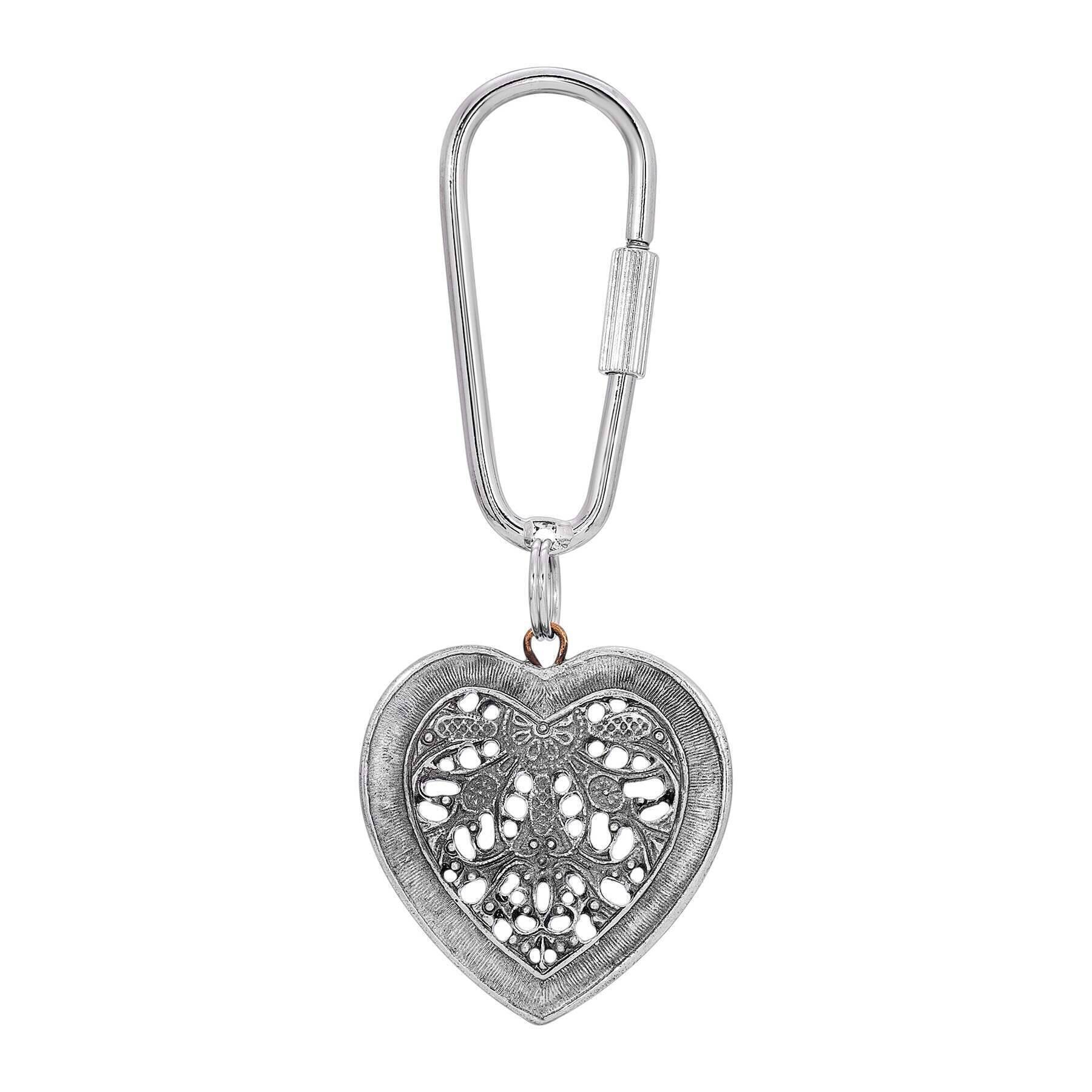 Vintage 1928 Jewelry Filigree Heart Carabiner Keychain - Romantic Gift for Women, Perfect for Keys, Purses & Backpacks | Valentine's Day, Anniversary & Birthday Present