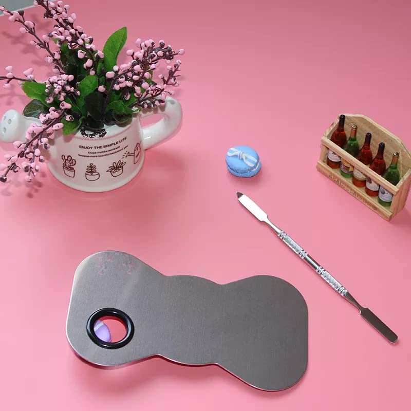 Beauté Secrets Professional Makeup Palette - Premium Stainless Steel Mixing Tray with Spatula for Foundation, Eyeshadow, Eyelash, Lipstick & Nail Art - Perfect for Makeup Artists, Beauty Enthusiasts & DIY Cosmetics