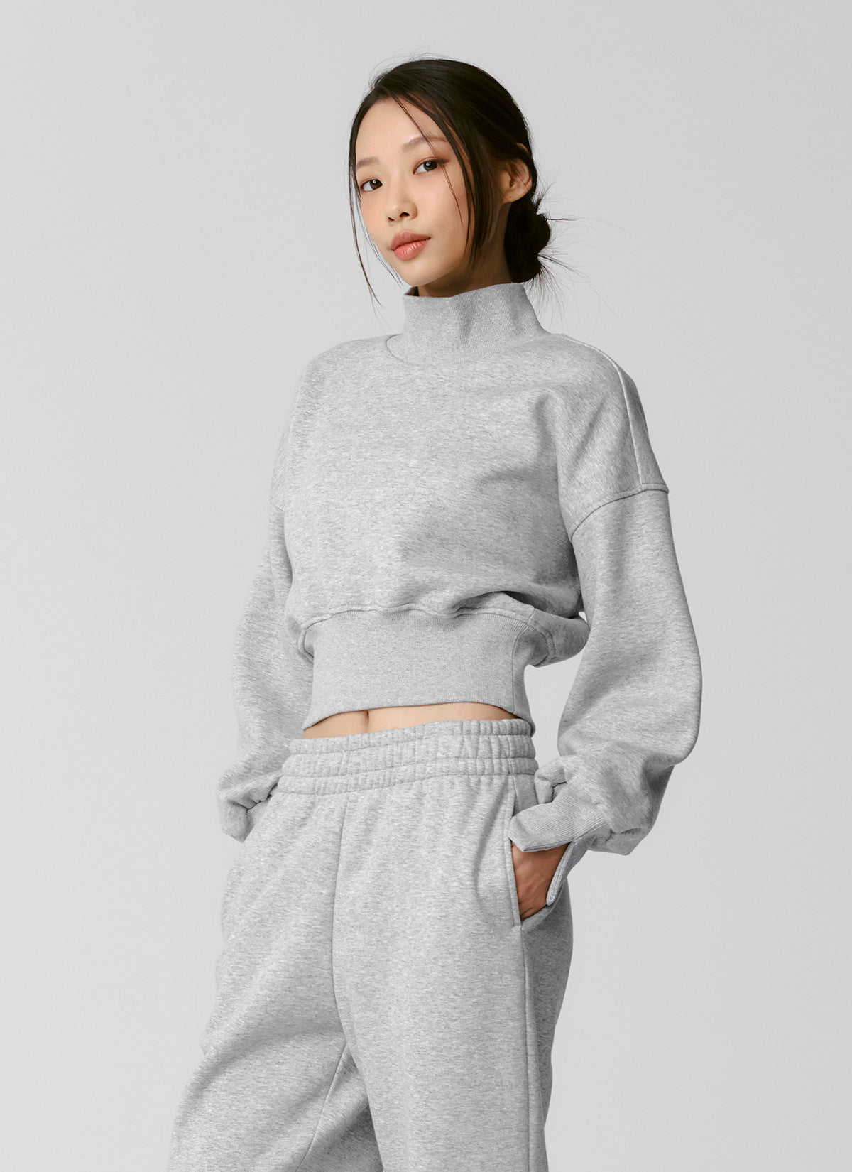 Cozy High Neck Crop Sweatshirt for Women - Soft Fleece Pullover Winter Top | Perfect for Casual Outfits, Lounge Wear & Street Style Fashion