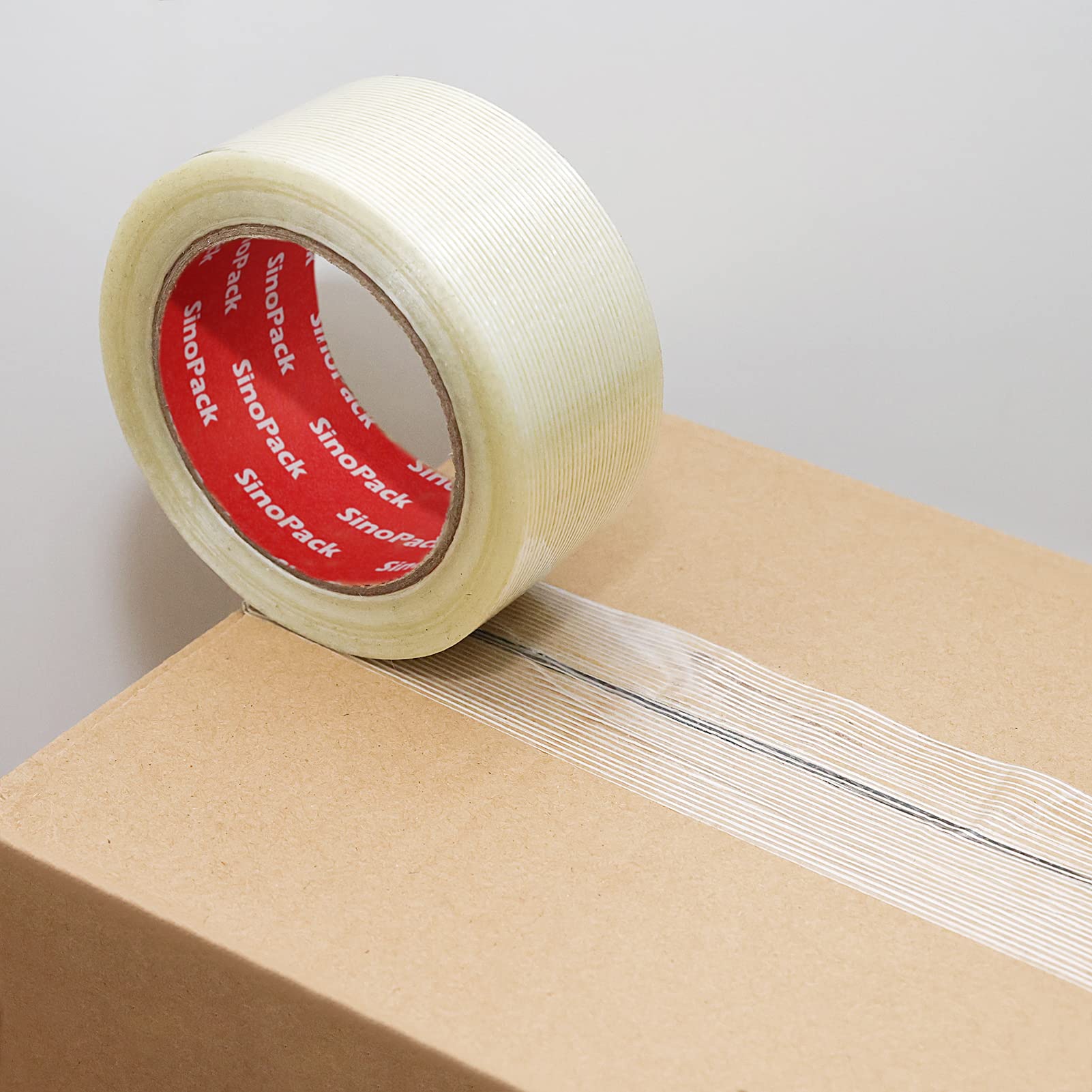 Heavy Duty Fiberglass Reinforced Strapping Tape - 3 Pack, 5.5Mil Thick x 2 Inch Wide x 30 Yards Long - Strong Filament Tape for Shipping Boxes, Moving, Packaging & Industrial Use