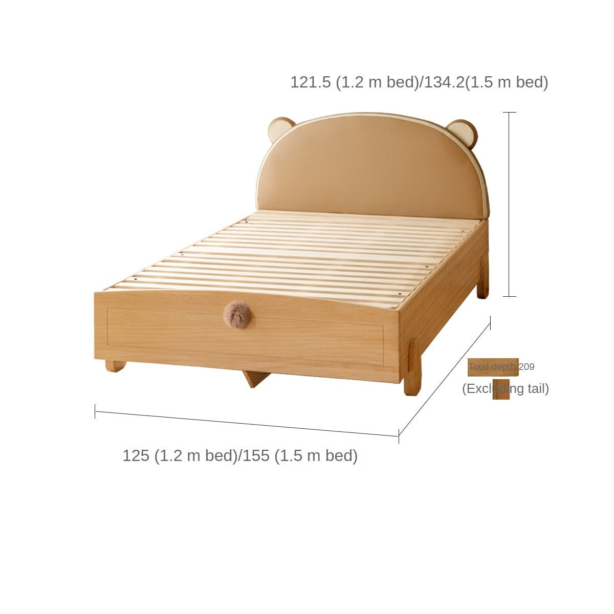 Solid Wood Bear Box Bed - Handcrafted from Premium Beech & Oak - Durable & Stylish Storage Solution for Kids' Rooms, Nurseries, and Cabin Decor