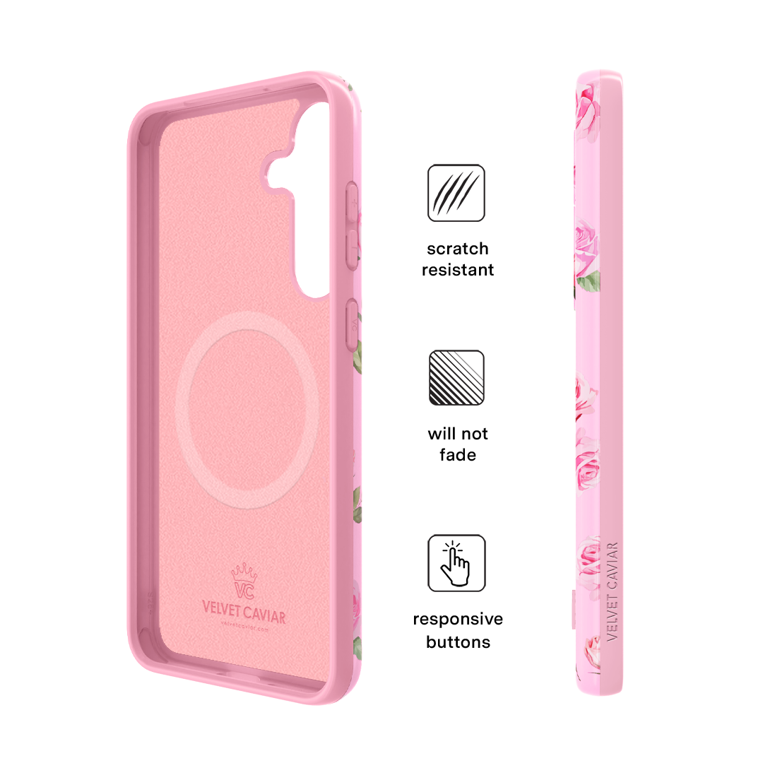 Pink Rose Floral Samsung Phone Case - Cute Protective Cover for Samsung Galaxy [Model] - Perfect Gift for Women, Girls, Teens - Ideal for Everyday Use, Birthday, Valentine's Day