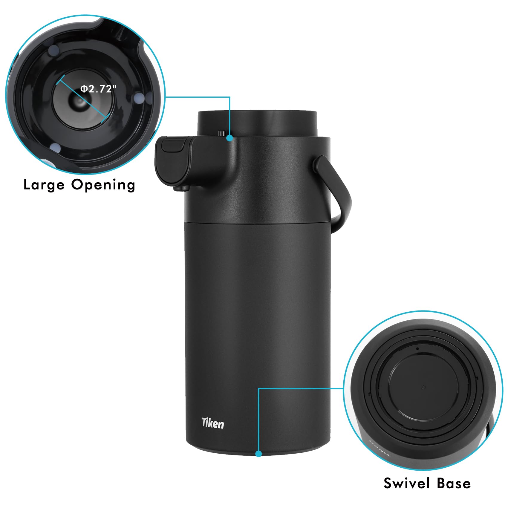 Stainless Steel Insulated Coffee Carafe with Pump - 135oz/4L Thermal Coffee Dispenser for Hot Beverages - Perfect for Office, Home & Catering Events - Keeps Coffee Hot for Hours