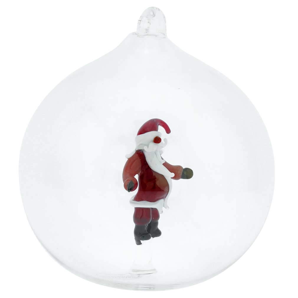 Authentic Murano Glass Santa Christmas Ornament - Handcrafted in Venice, Italy | Perfect for Holiday Tree Decorations, Gift Giving & Festive Home Decor