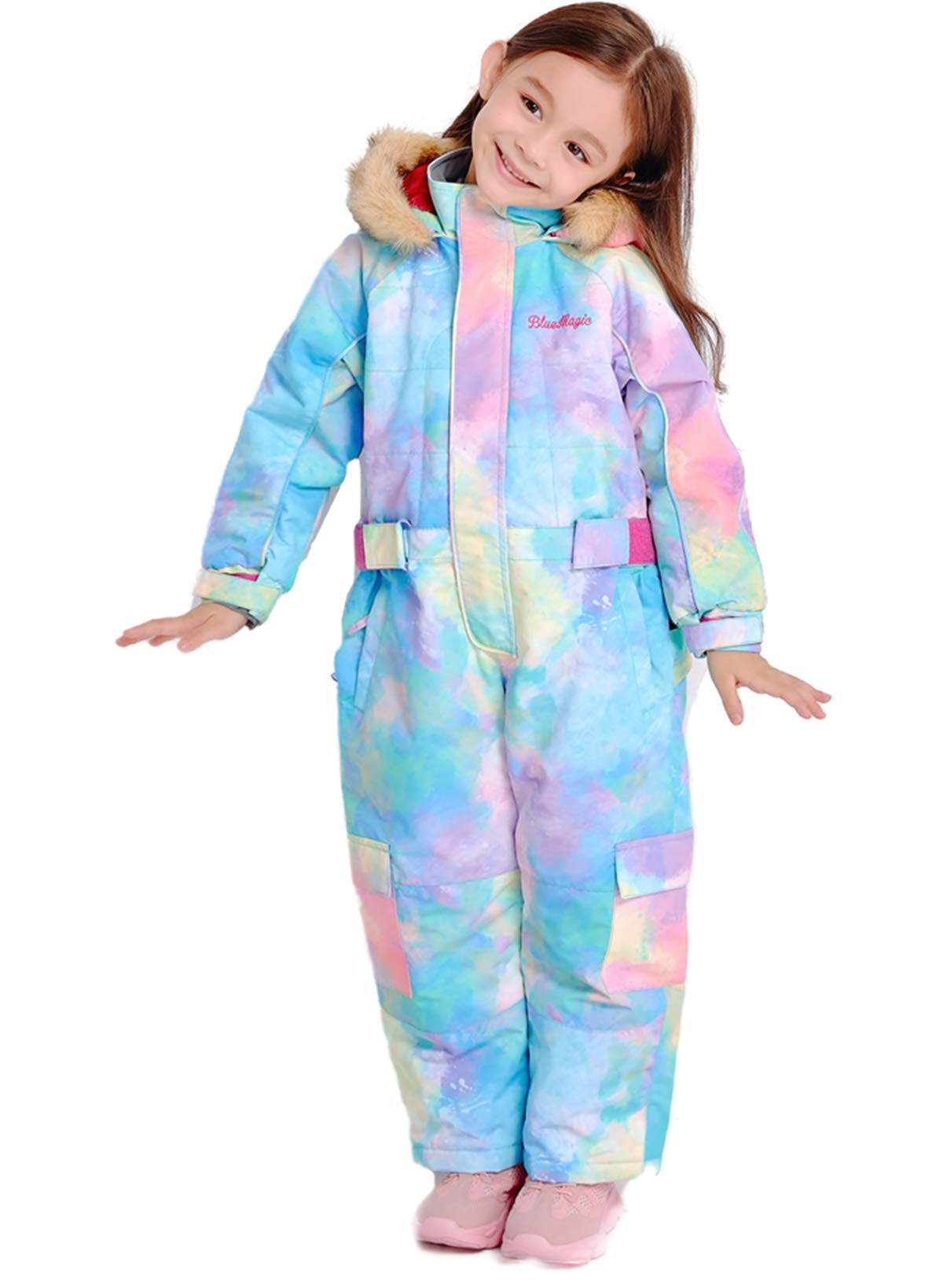 Bluemagic Kids Waterproof Snowsuit - Winter One Piece Snowsuits for Boys & Girls, Ski Suit Overalls for Snowboarding & Outdoor Activities - Warm & Cozy Jumpsuit Jacket Coat for Cold Weather
