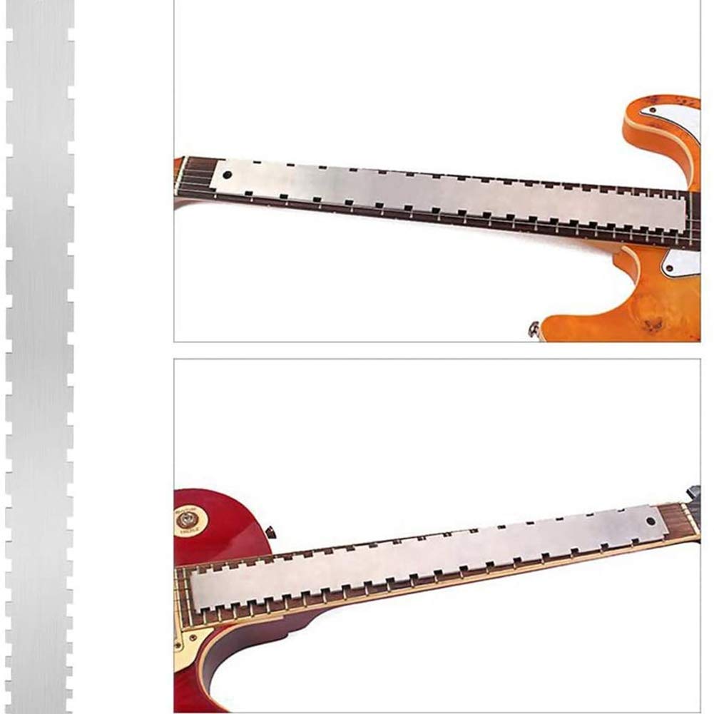 Professional Guitar Neck Notched Straight Edge Fret Rocker & String Height Gauge - Precision Luthier Tool for Fretboard Leveling & Setup (Silver) - Perfect for Guitar Maintenance, Repair & DIY Adjustments