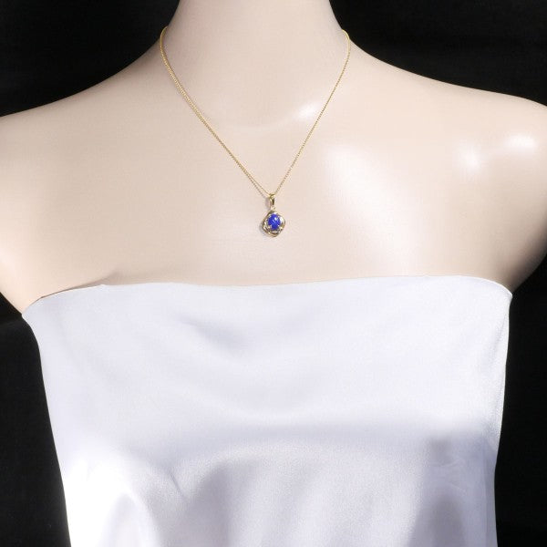 18K Yellow Gold Lapis Lazuli Necklace for Women - Elegant Blue Gemstone Jewelry Gift for Birthday, Anniversary & Special Occasions