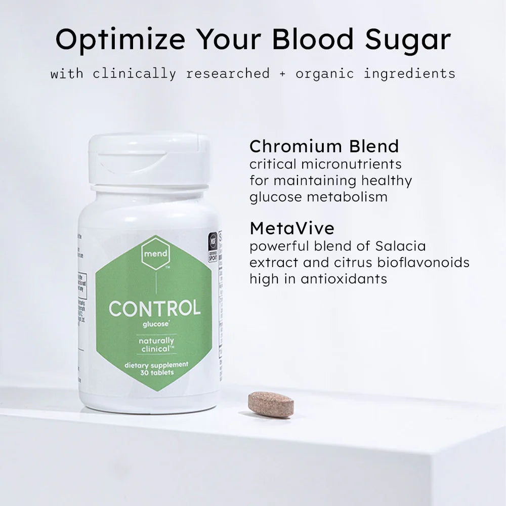 Mend Control Glucose Support Supplement - Natural Blood Sugar Balance for Diabetics & Prediabetics - Helps Maintain Healthy Glucose Levels - Ideal for Daily Use & Active Lifestyle