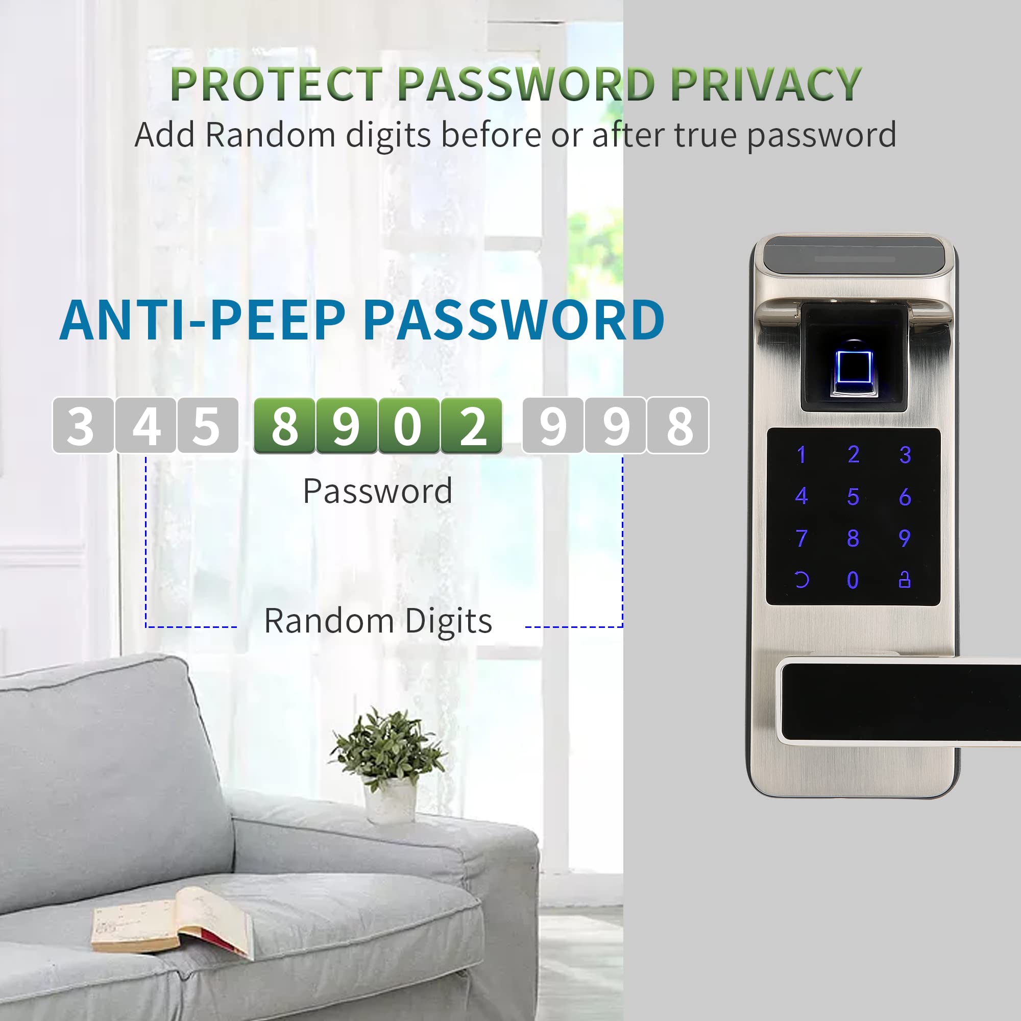 Harfo Smart Door Lock - Keyless Entry Fingerprint & Keypad Electronic Door Lock with Full App Control - Heavy Duty Digital Security for Homes & Offices (Satin Nickel) - Perfect for Modern Smart Homes & Apartments