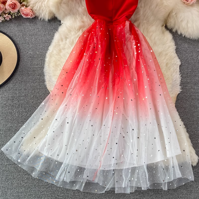Elegant Fairy Sparkling Gradient Midi Evening Dress 1796 - Perfect for Prom, Wedding, and Formal Events