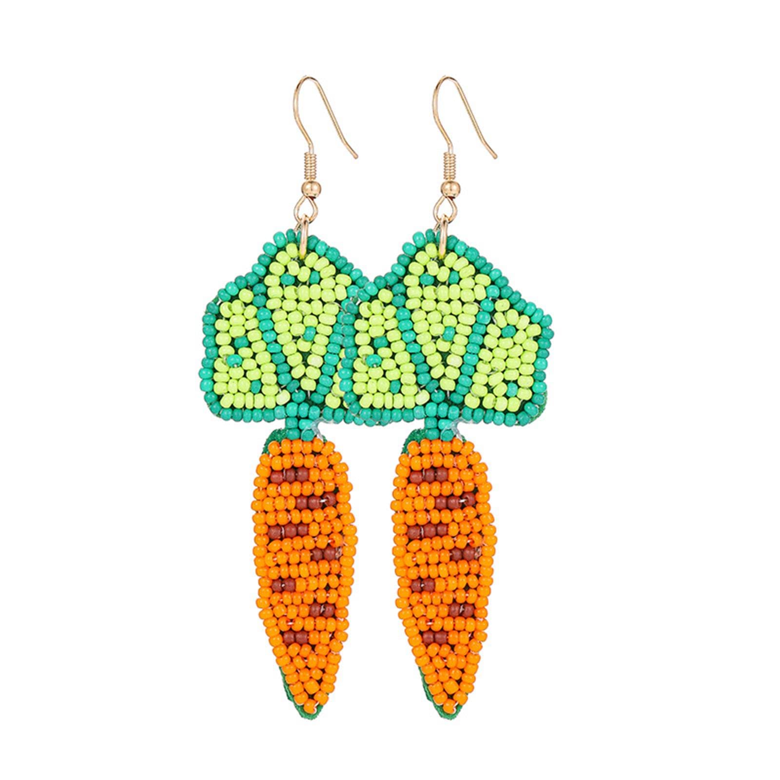Handmade Easter Bunny Beaded Earrings - Carrot Rabbit Egg Chick Drop Dangle Jewelry for Women & Girls | Perfect for Easter Celebrations, Spring Parties & Gift Giving