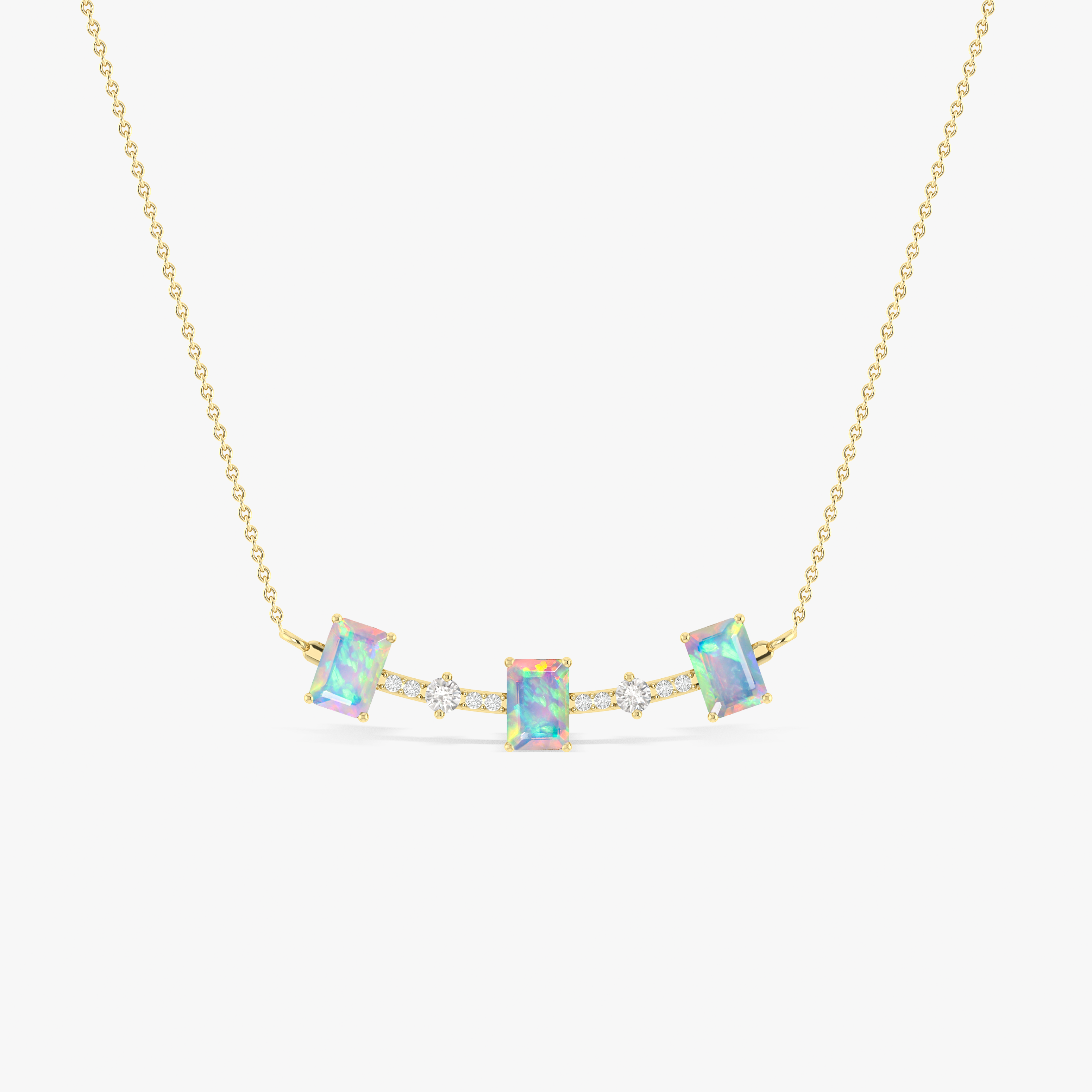 White Opal Baguette Gemstone Bar Pendant Necklace - Dainty Minimalist Jewelry for Women - Perfect for Everyday Wear, Layering & Special Occasions