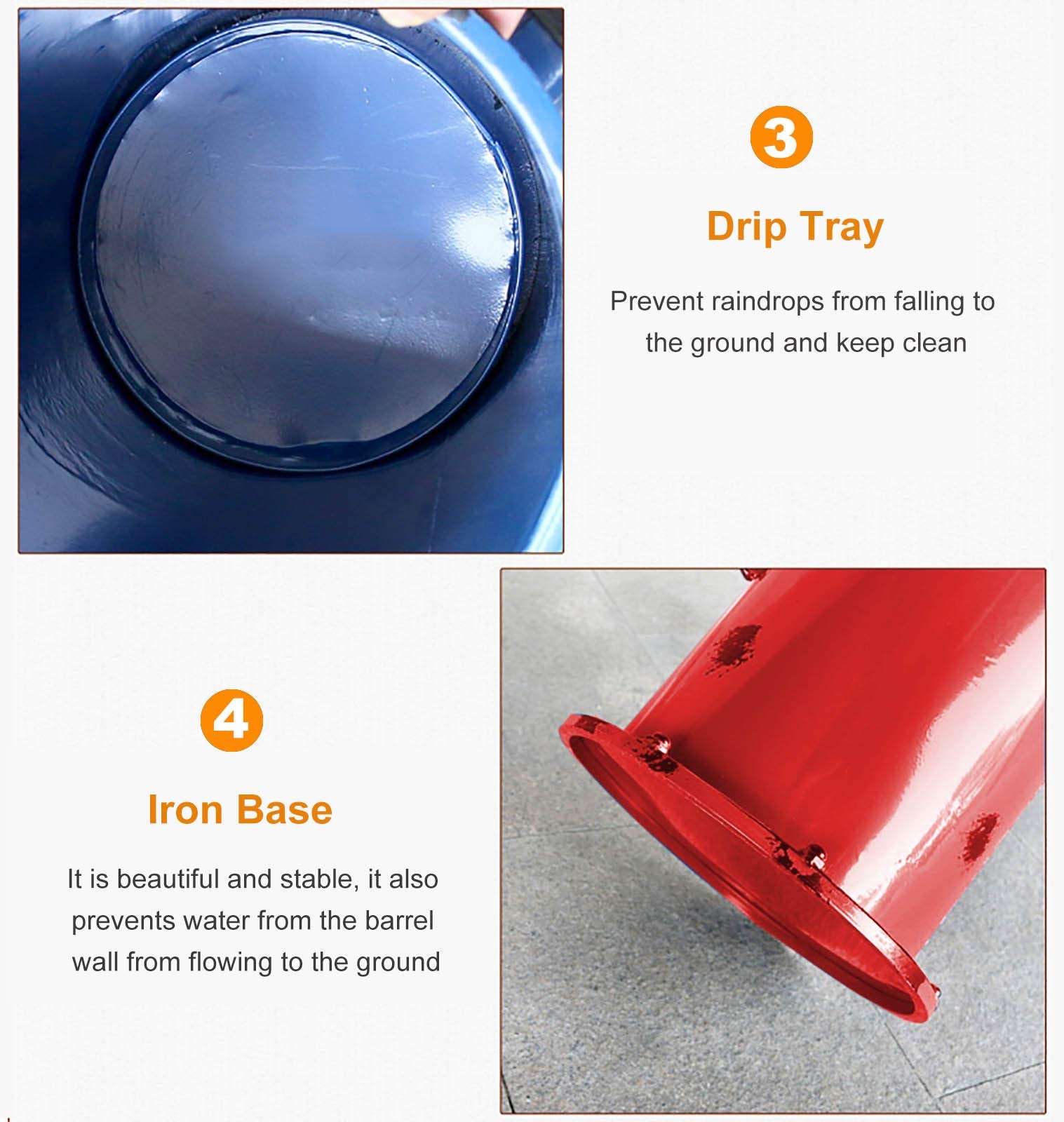 Distressed Iron Umbrella Stand with Drip Tray - Industrial Round Walking Stick Holder - Fire Hydrant Design for Indoor/Outdoor Entryway Organization - Perfect for Home, Office, and Restaurant Use
