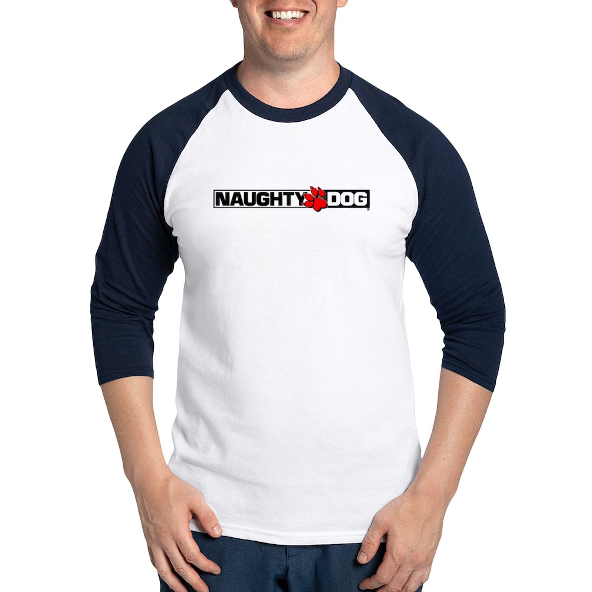 Naughty Dog Baseball Jersey for Men - Cotton 3/4 Raglan Sleeve Shirt | Comfortable & Stylish Baseball Tee for Fans, Casual Wear & Sports Events