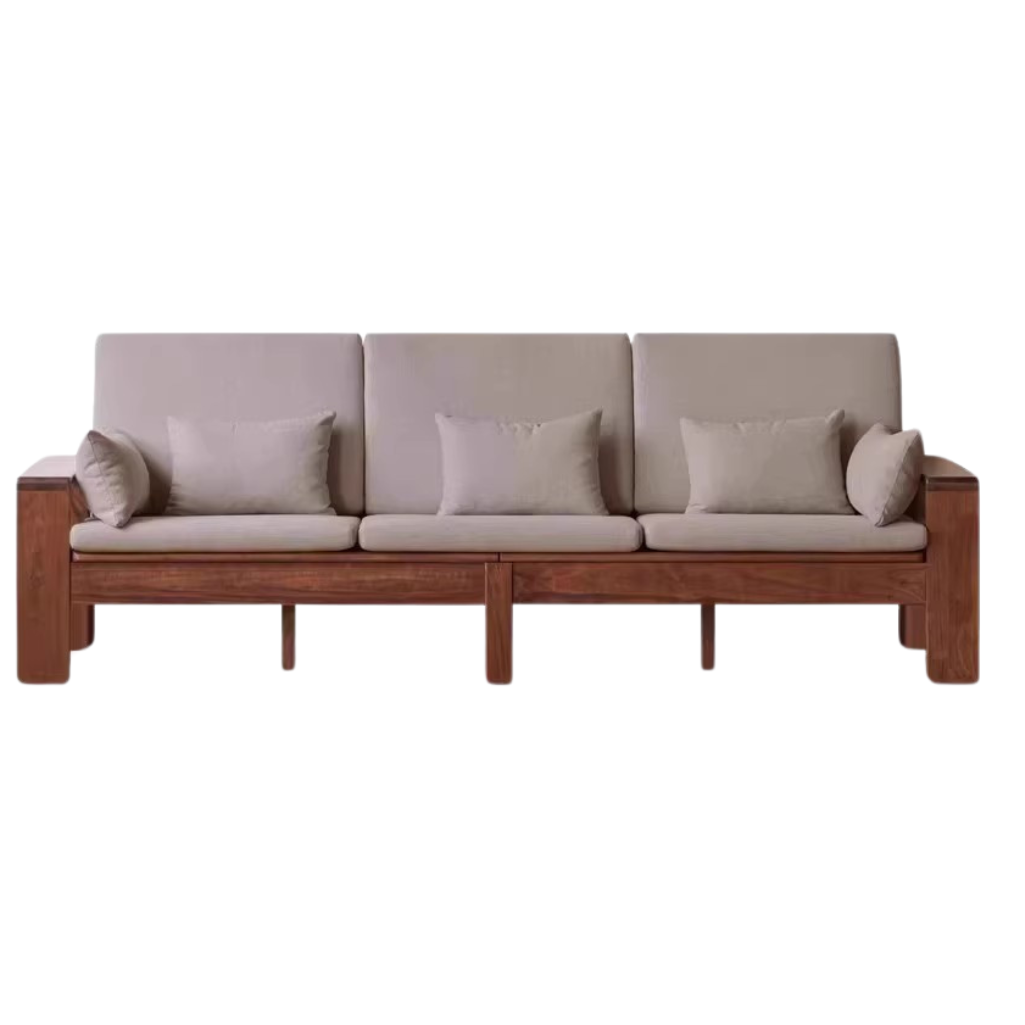 Premium Black Walnut Solid Wood Fabric Sofa - Modern Nordic Style 2-in-1 Convertible Sofa Bed for Living Room & Guest Room | Durable & Stylish Home Furniture