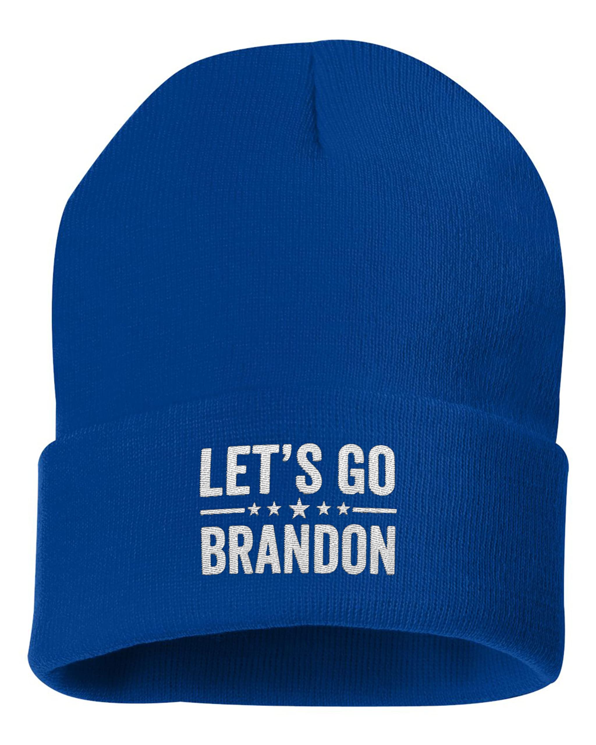 Stylish Let's Go Brandon Embroidered Knit Beanie for Men & Women - Winter Warm Cuffed Hat for Outdoor Activities, Sports & Casual Wear