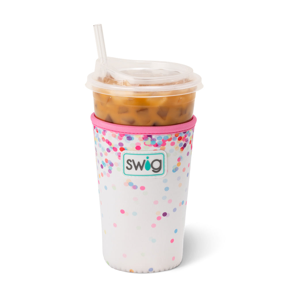 Confetti Medium Iced Cup Coolie - Insulated Sleeve for 16oz 20oz Tumblers, Fun Party Drink Holder for Summer BBQs, Beach Days & Office Use