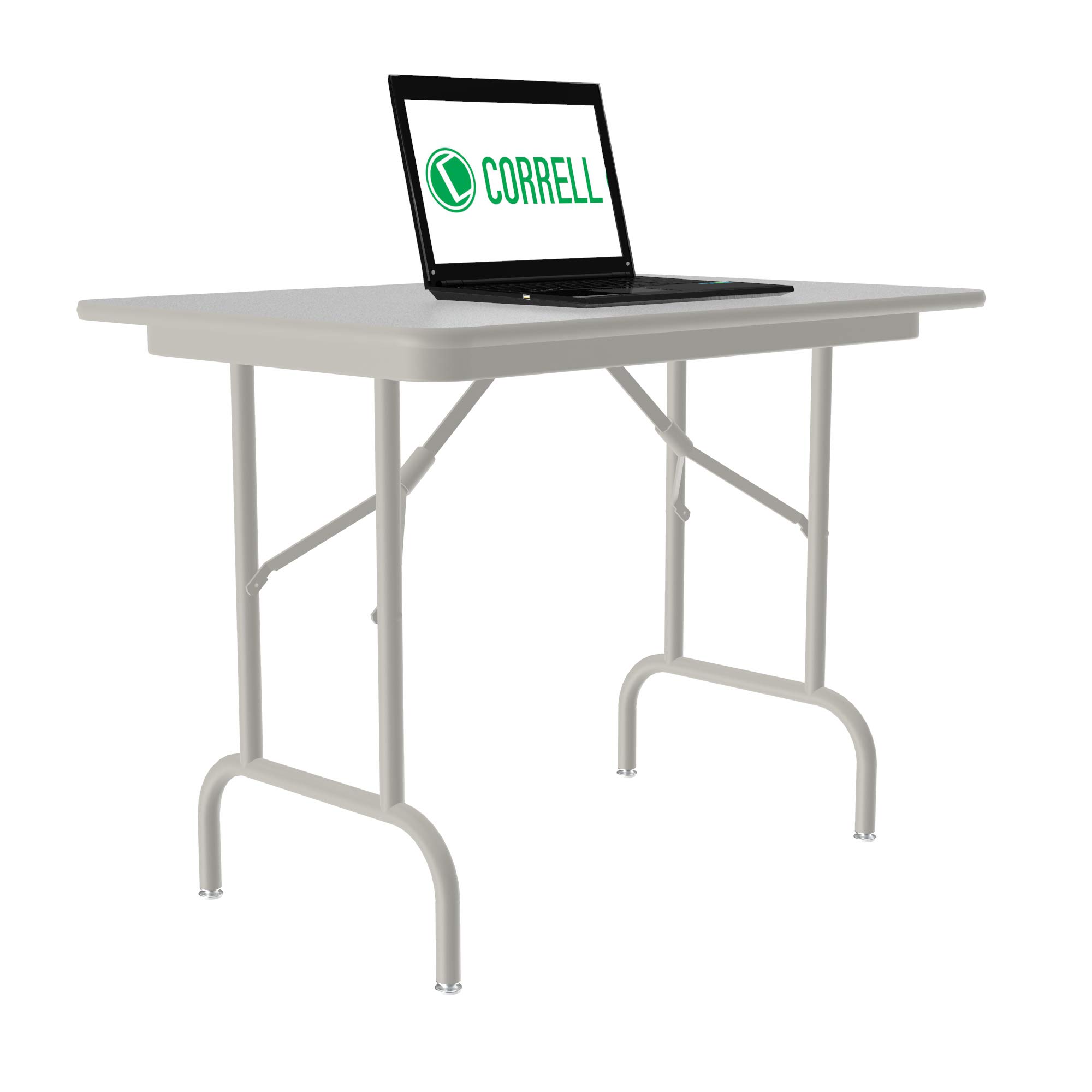 Correll 24x36 Inch Heavy Duty Folding Table with Gray Granite Melamine Top - 26.5