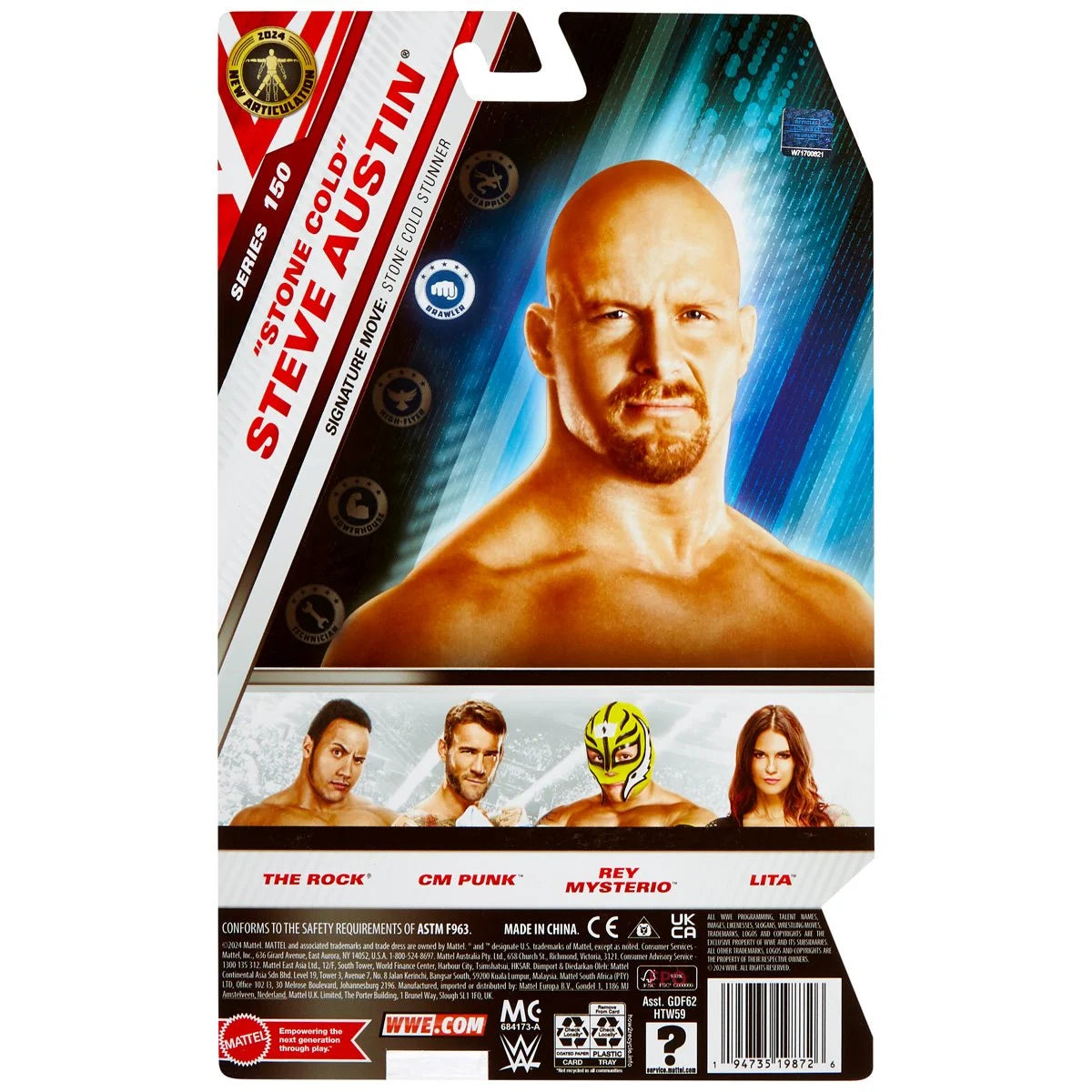 Stone Cold Steve Austin WWE Main Event Series 150 Action Figure - Collectible Wrestling Toy for Fans & Kids - Perfect for Display, Play & WWE Memorabilia Collections