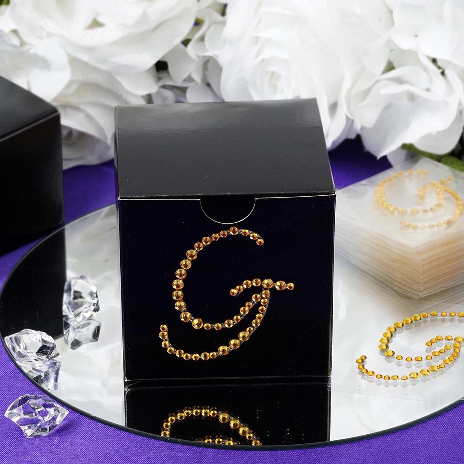 12Pcs Gold Rhinestone Stickers - Balsa Circle Letter Inch Ginch Gem Decals for DIY Crafts, Scrapbooking, Nail Art & Home Decor