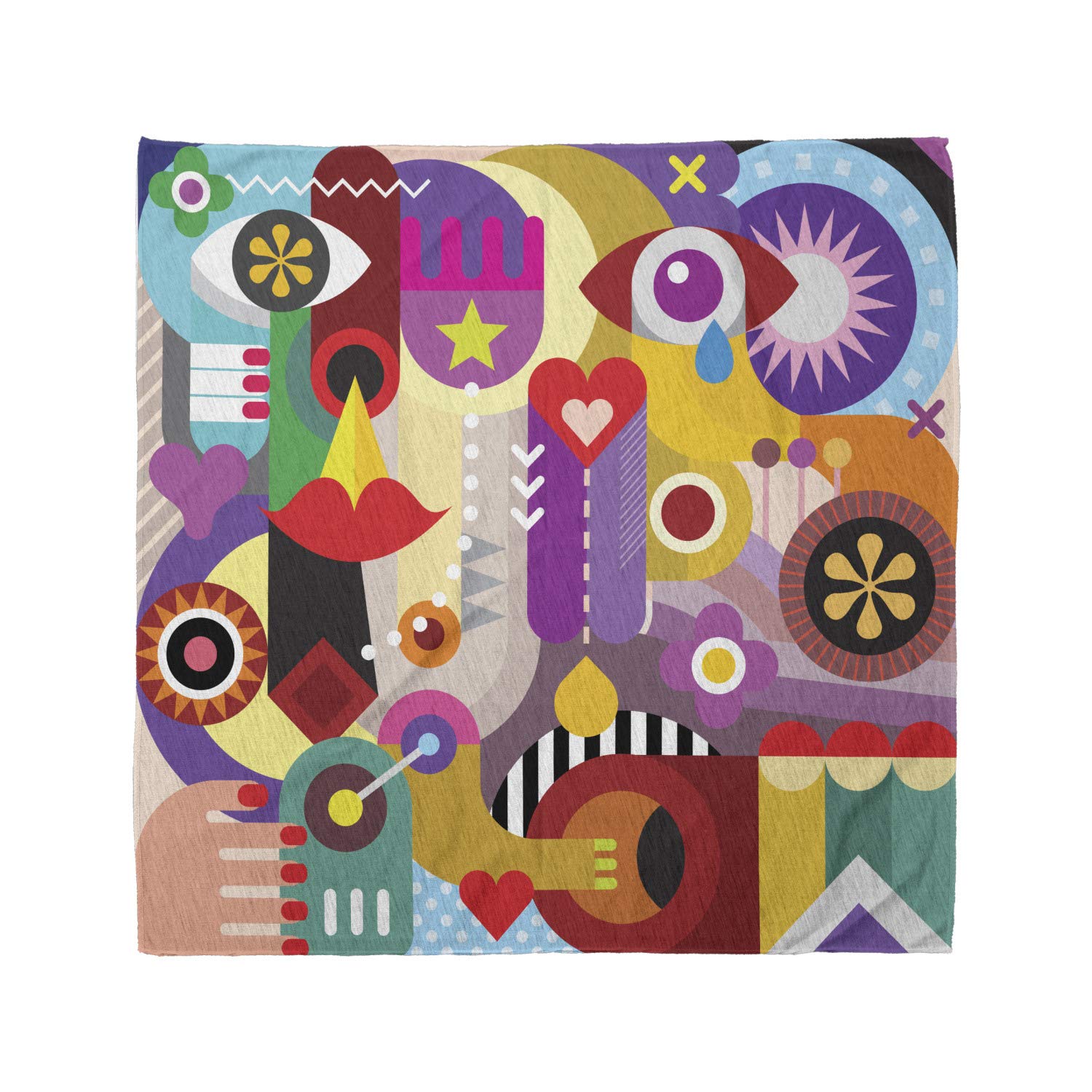 Ambesonne Abstract Bandana - Colorful Pop Art Shapes Unisex Head & Neck Scarf for Men & Women - Perfect for Outdoor Activities, Concerts & Fashion Accessories