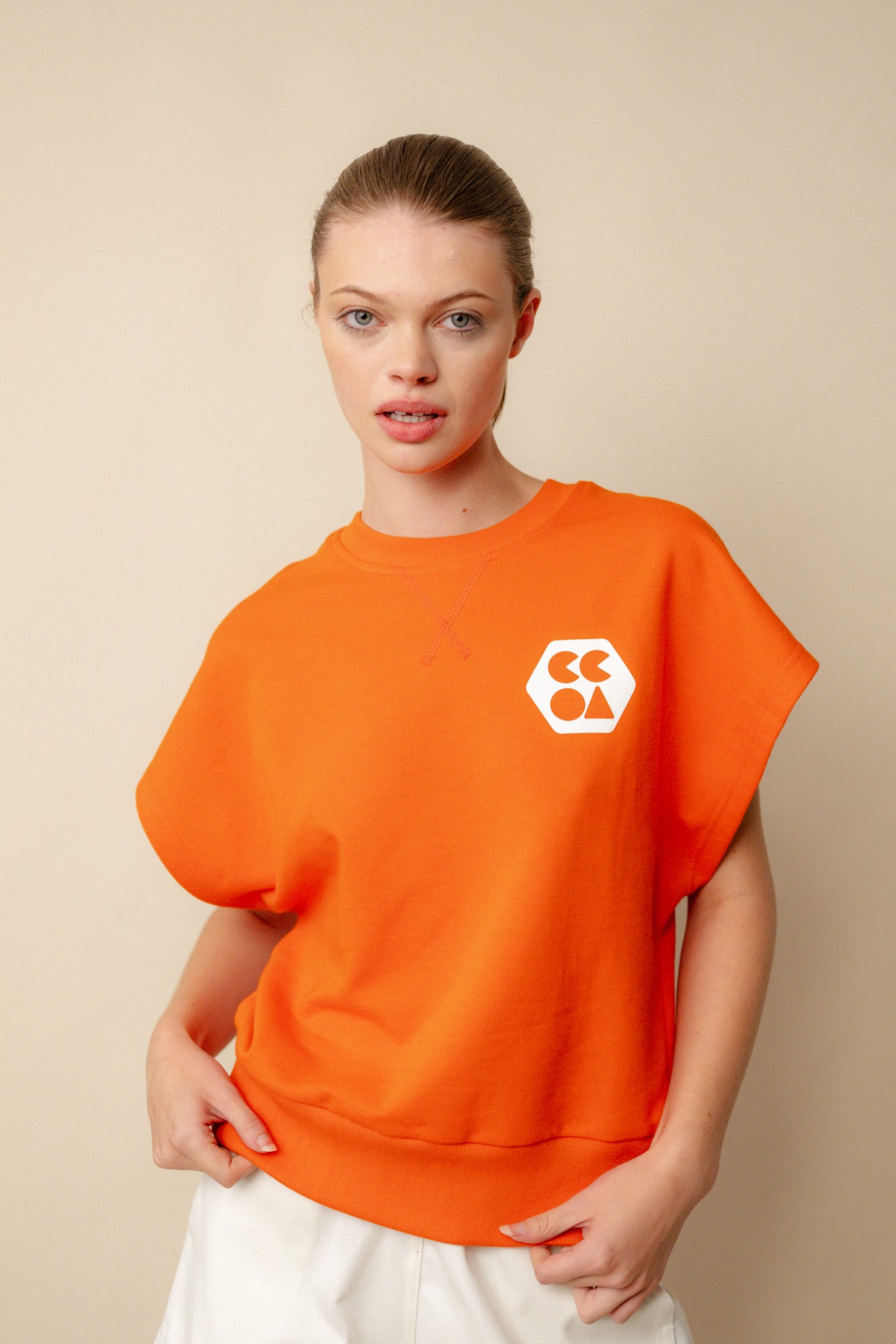 Eco-Friendly Women's Sleeveless Sweatshirt - Flame Red | Plastic-Free Casual Wear for Summer, Gym & Outdoor Activities