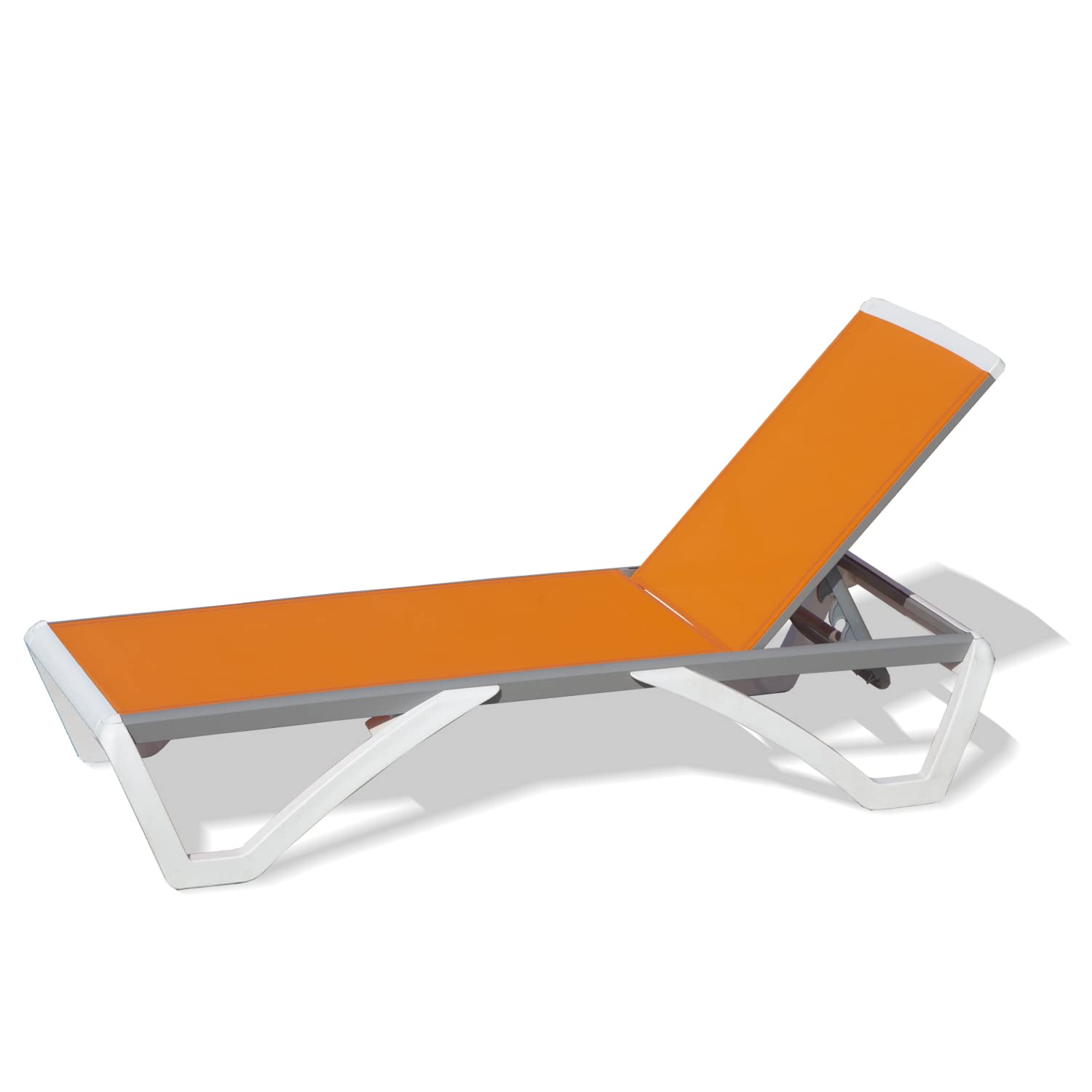 Premium Adjustable Aluminum Pool Lounge Chair - All-Weather Textilene Outdoor Chaise Lounge for Deck, Lawn & Backyard (Orange) - Perfect for Sunbathing, Poolside Relaxation & Outdoor Lounging