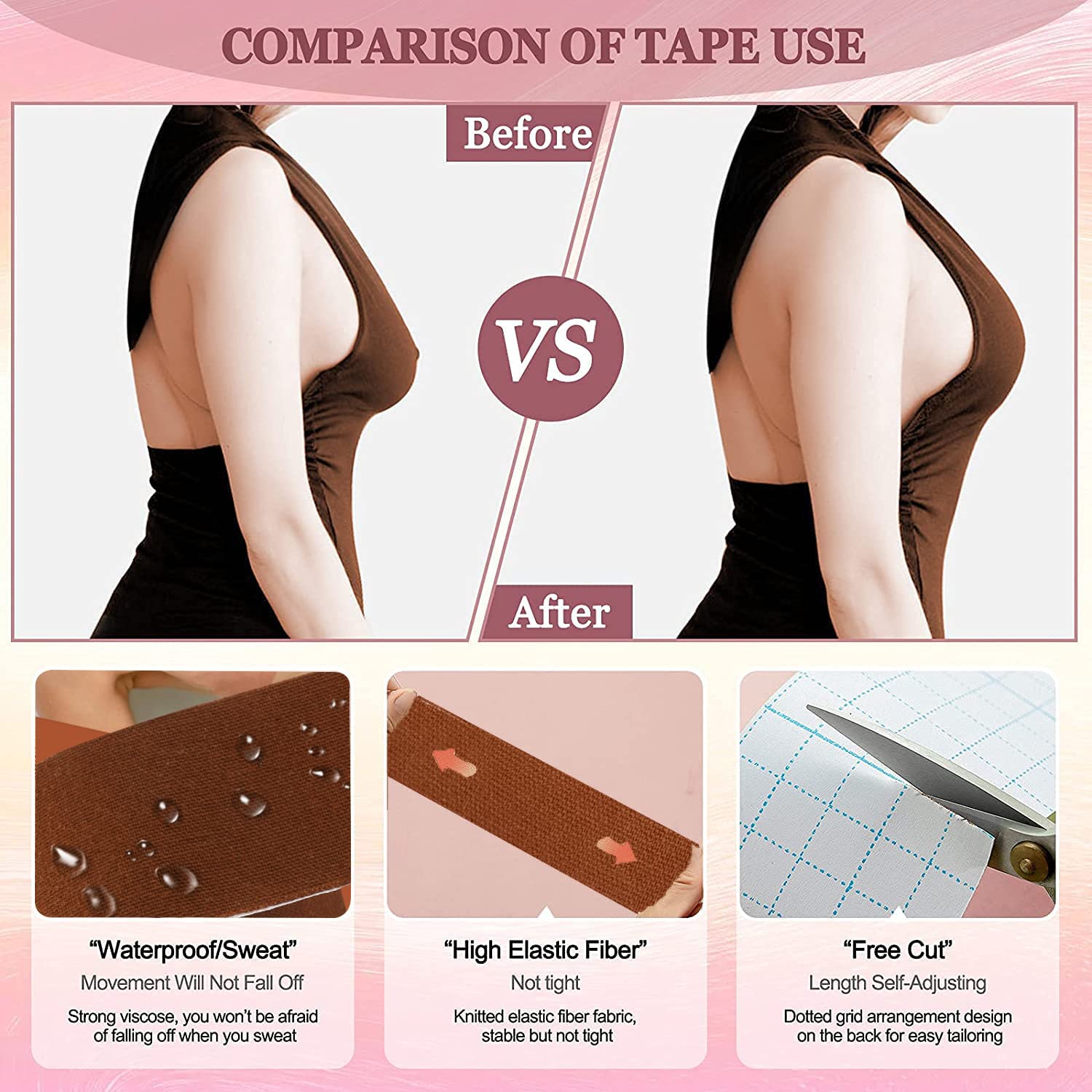 JEONEKID Boob Tape for Large Breasts - Invisible Breast Lift Tape, Skin-Friendly Waterproof & Sweatproof Body Tape for Women | Perfect for Backless Dresses, Strapless Outfits, and Special Occasions