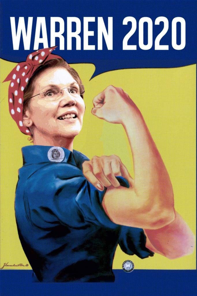 Elizabeth Warren 2020 Rosie the Riveter Campaign Poster - Vintage Political Wall Art Print 16x24 - Perfect for Home Office Decor & Progressive Political Memorabilia Collection