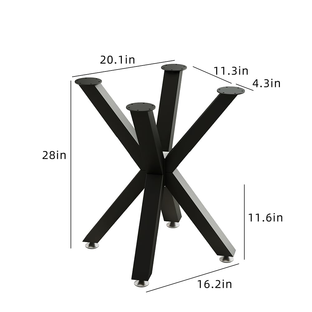 Heavy Duty 28 Inch Metal Table Base for Coffee & Dining Tables - Sturdy Desk Legs for Glass, Marble, Wood Table Tops - Perfect for Home, Kitchen & Office Furniture (Black) | Modern Living Room, Restaurant & Workspace Decor