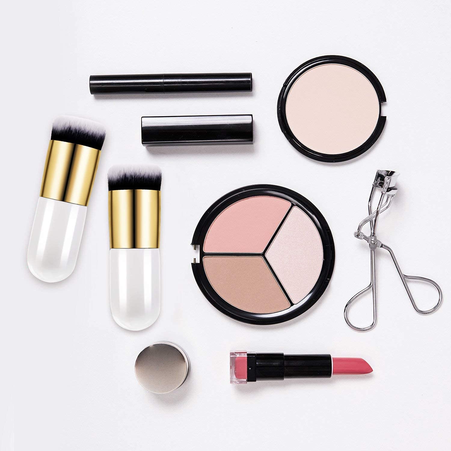 APPARA Mini White Foundation Makeup Brush & 4 Beauty Blender Sponges Set - 5 Piece Professional Makeup Kit for Flawless Face & Contouring - Perfect for Travel & Everyday Makeup Application