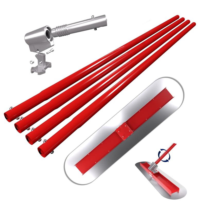 48x12 Inch Stainless Steel Concrete Bull Float Kit with Round End Fresno Trowel, 4 Extendable Aluminum Poles & Tilt Bracket - Perfect for Concrete Leveling, Smoothing, and Finishing on Driveways, Patios & Floors