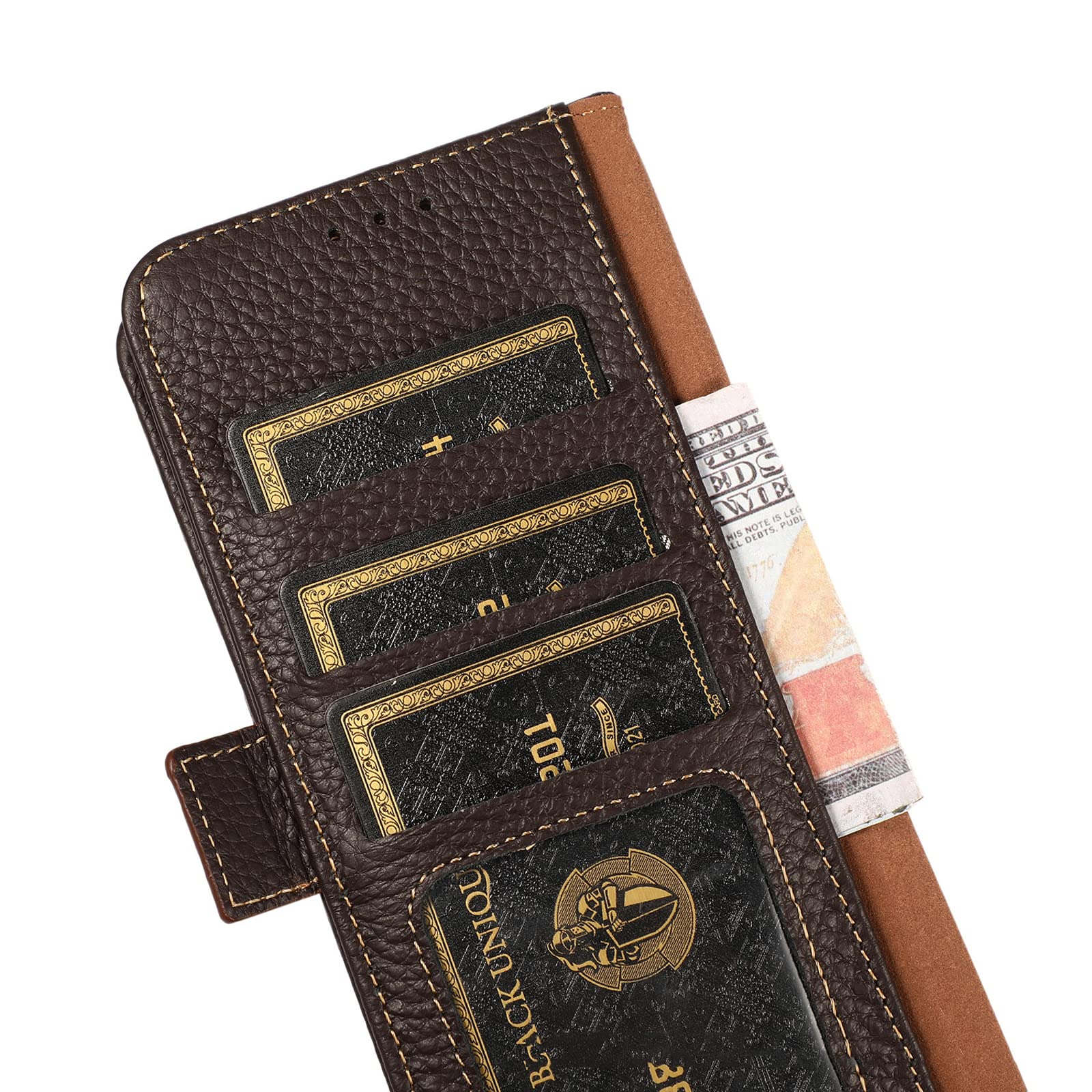 Premium Genuine Cowhide Leather Wallet Case for iPhone 14 Pro Max - Handcrafted Flip Cover with Card Slots, Magnetic Closure & Stand Function (Blue) | Perfect for Business Professionals & Daily Use