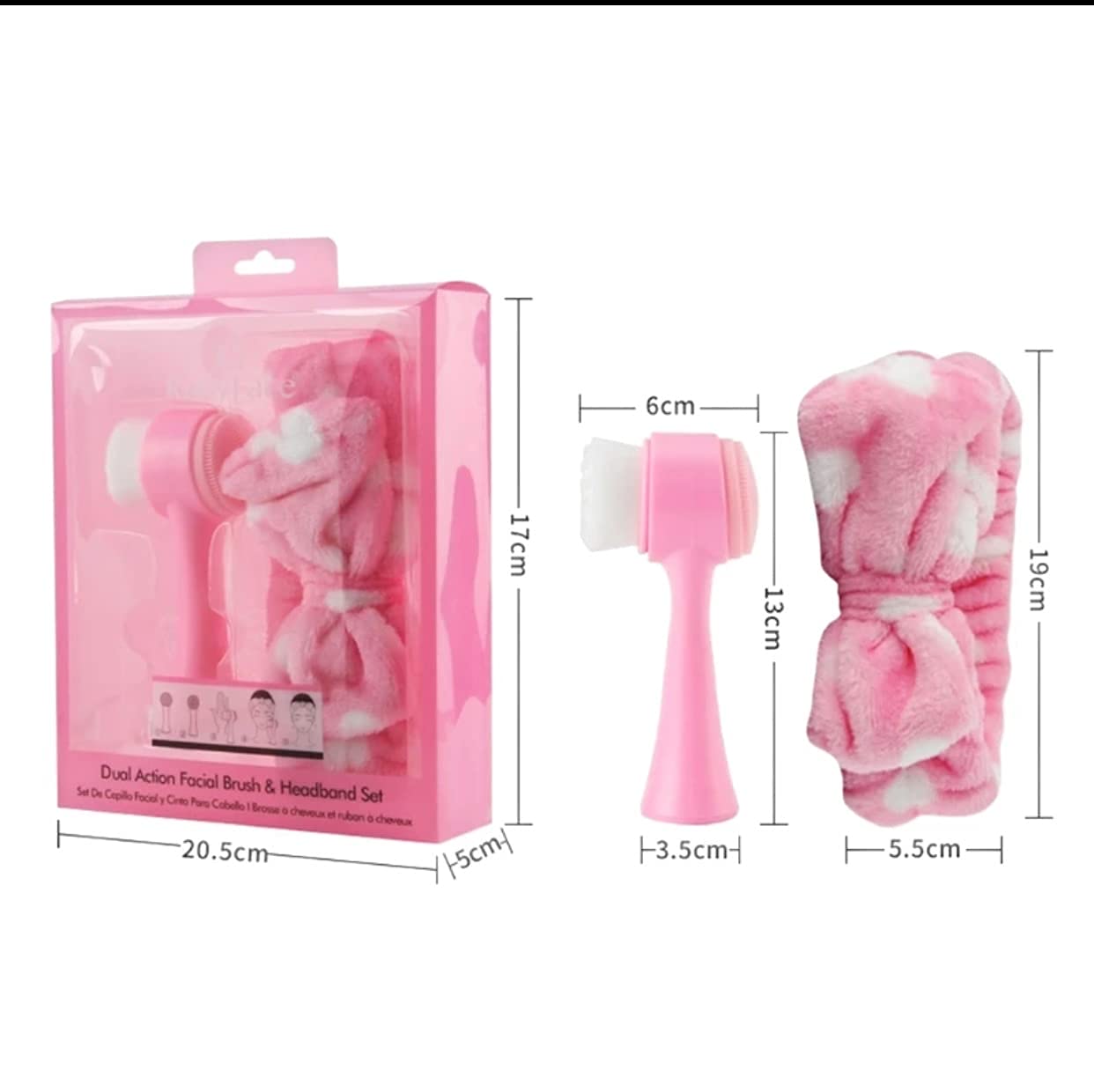 **Cosluxe Double-Sided Silicone Facial Cleansing Brush & Spa Headband Set – Gentle Exfoliating & Deep Pore Cleansing for Glowing Skin | Perfect for Daily Skincare & Spa Routine**