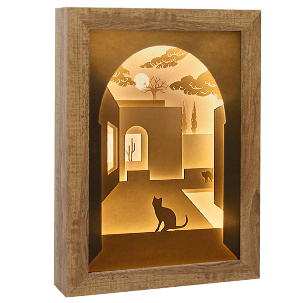 YINSY 3D Papercut Light Box - LED Shadow Night Light with Creative Paper Sculpture Design, Desktop Lamp for Kids Room, Bedroom, Nursery - Perfect for Night Lights, Home Decor, Birthday Gifts and Relaxing Ambiance