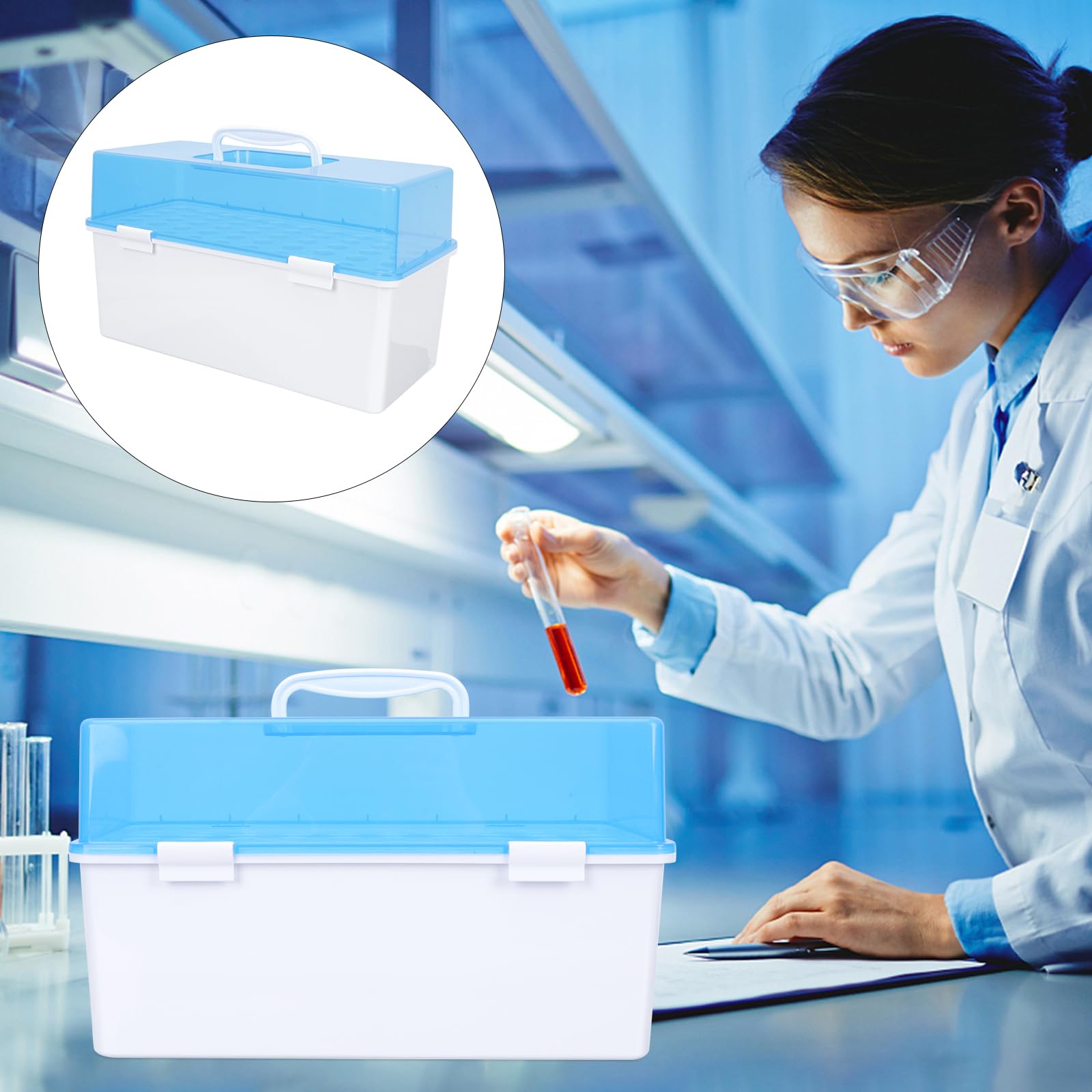 Plastic Test Tube Rack - 50 Holes Laboratory Tube Holder for Specimen Inspection, Vial Storage & Glass Drying | Perfect for Clinics, Hospitals & Science Labs (Durable Plastic Construction)