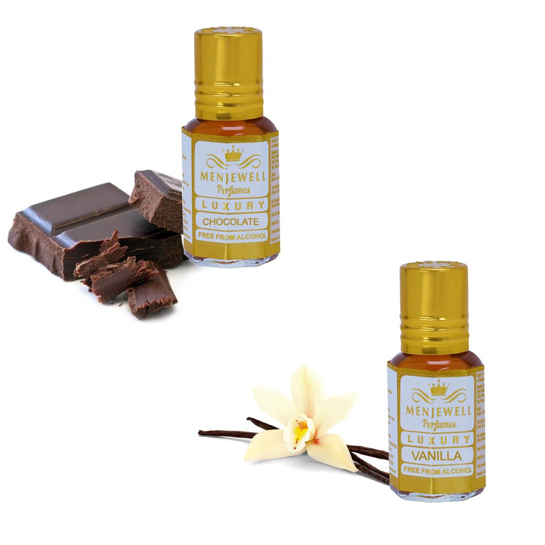Premium Chocolate & Vanilla Attar Perfume Oil for Men & Women - Alcohol-Free Long Lasting Roll-On Fragrance (3ml x 2 Pack) - Perfect for Date Nights, Weddings & Special Occasions