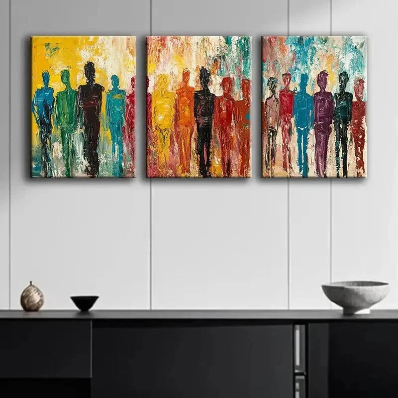 3-Piece Colorful People Wall Art Set - Framed Canvas Prints 60x90cm | High Quality Australian Made | Perfect for Living Room, Bedroom & Office Decor | Ready to Hang
