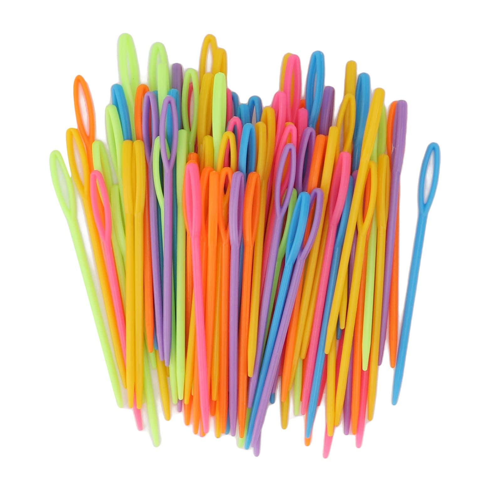 100Pcs Large Eye Plastic Needles - Bright Color Yarn Needles for Darning, Tapestry & Crafting | Portable Sewing Needles for Threading & Fabric Projects | Perfect for Knitting, Crochet & DIY Handicrafts