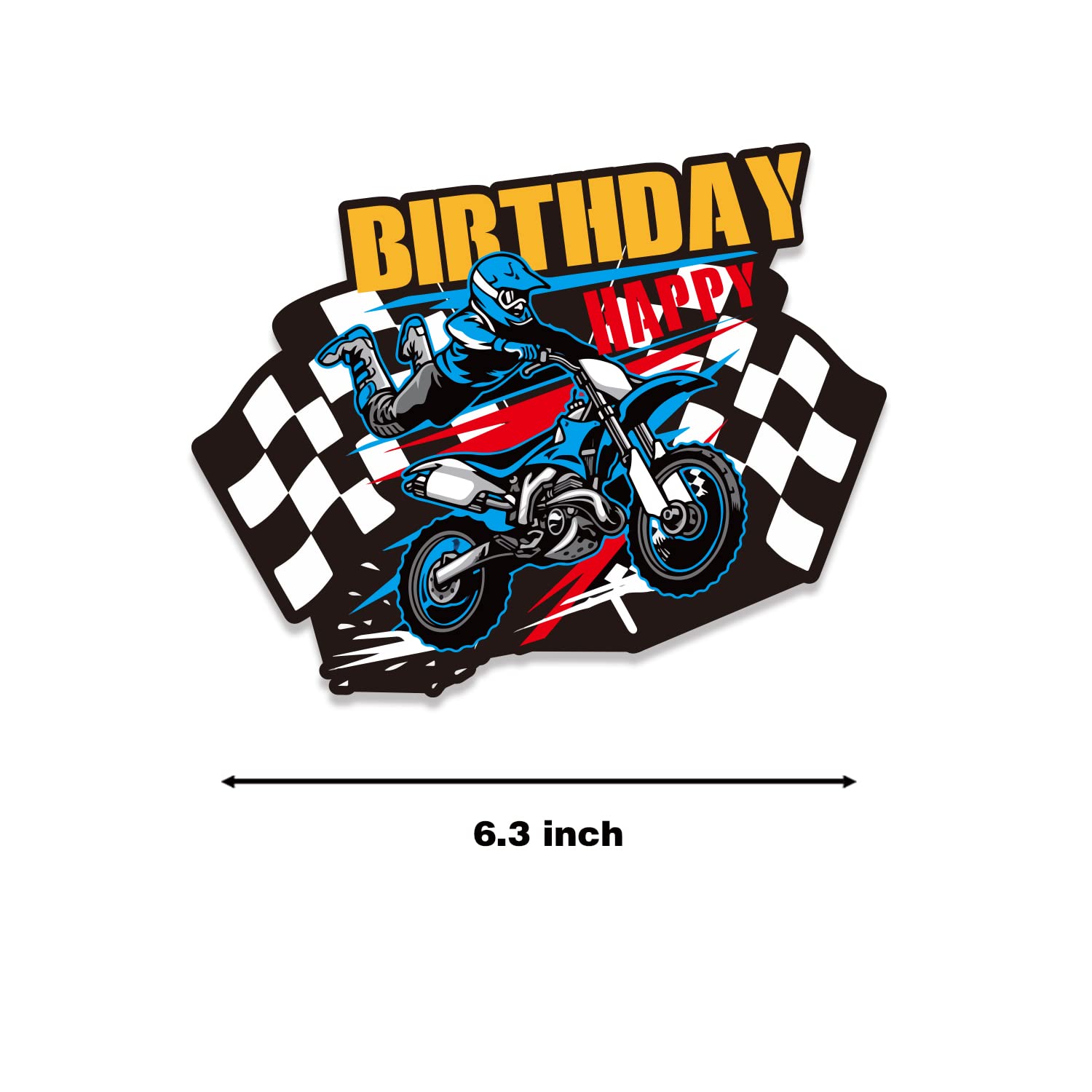Dirt Bike Birthday Party Decorations for Boys - Motorcycle Themed Banner, Backdrop, Tablecloth, Balloons, Cake & Cupcake Toppers, 7