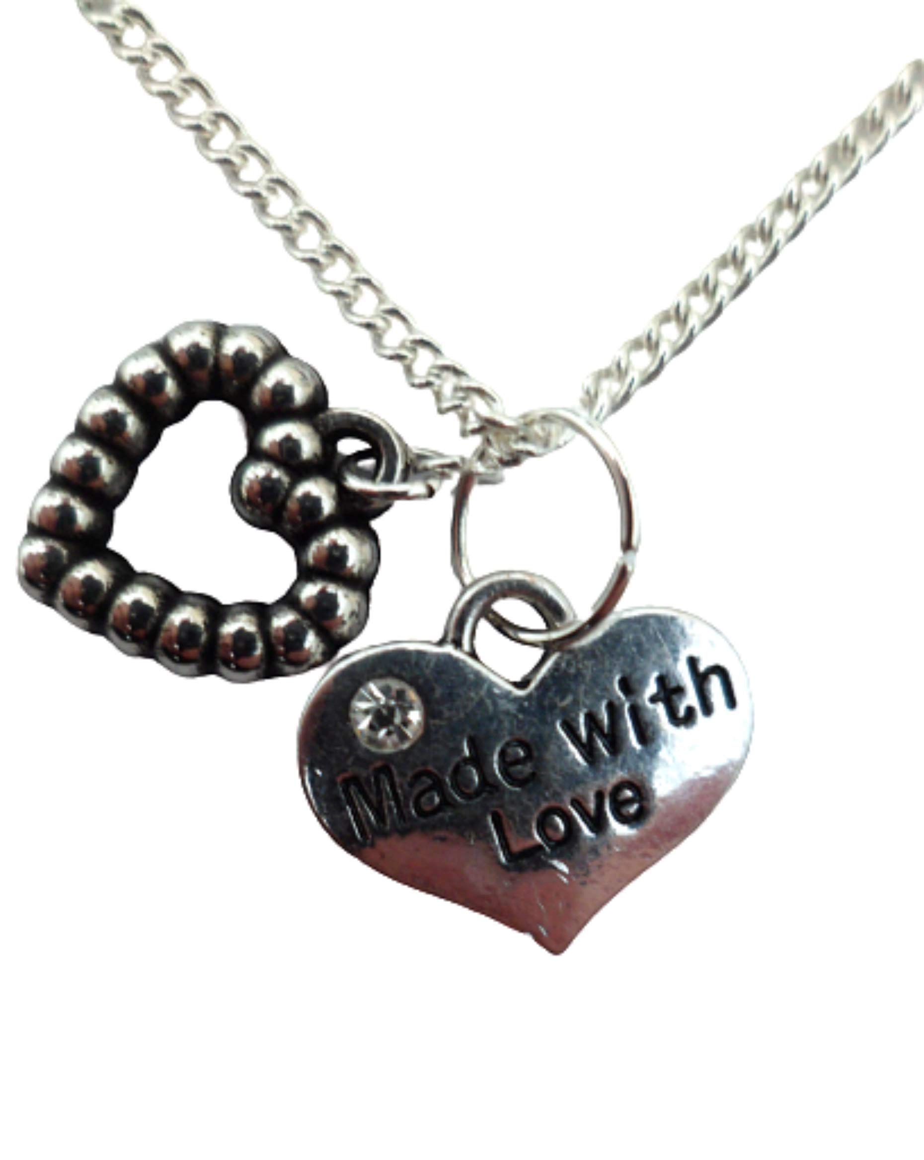 Silver Plated Heart Charm Beaded Necklace for Women - Elegant Layering Jewelry Gift for Valentine's Day, Anniversary & Date Night