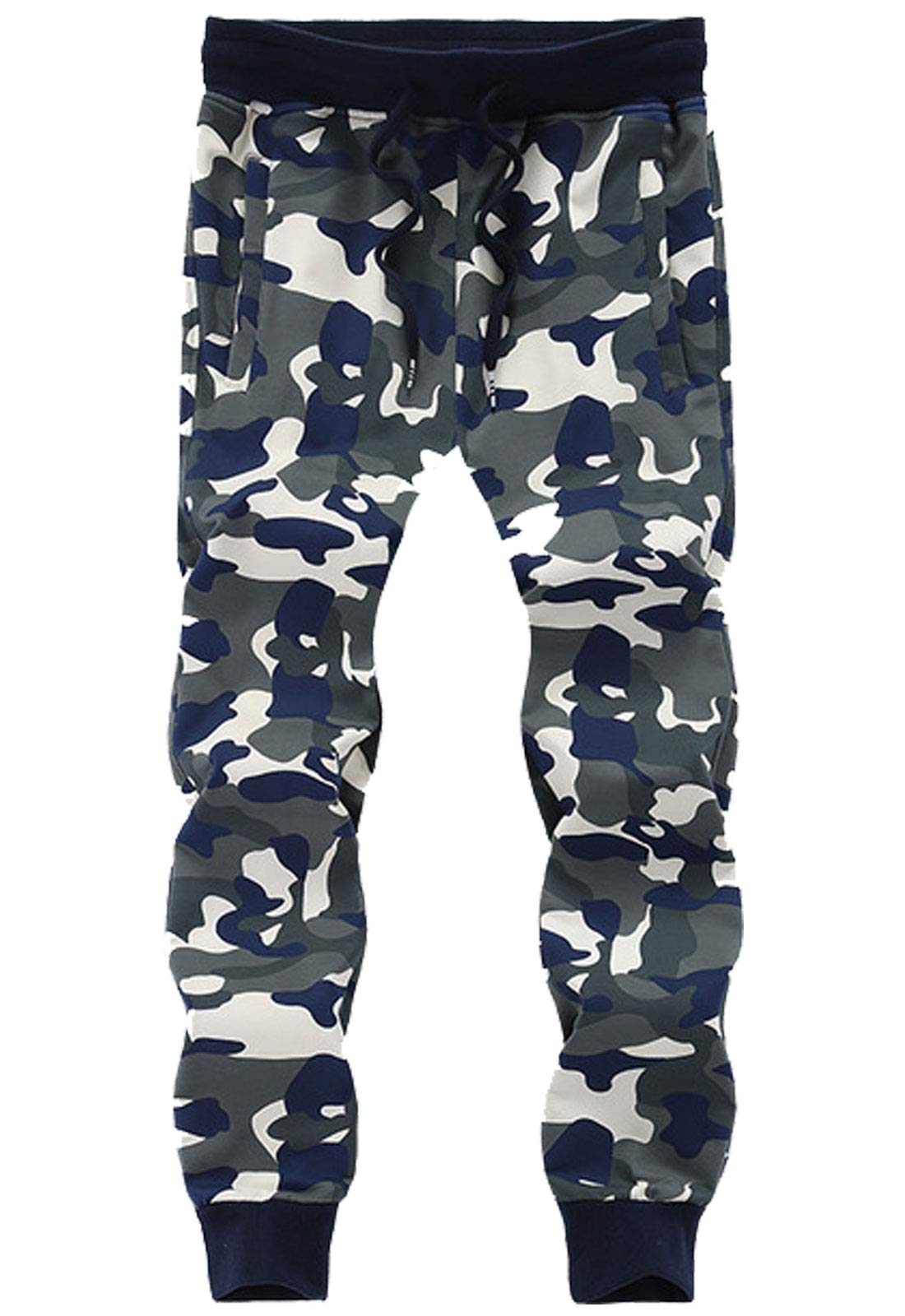 Flygo Men's Camo Jogger Pants - Lightweight Running Fitness Sweatpants for Men, Athletic Track Pants with Pockets - Perfect for Gym, Workout & Casual Wear