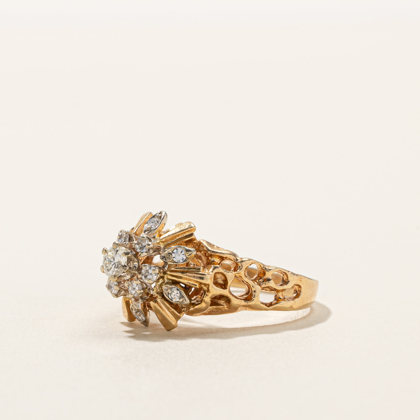 Elegant Diamond Cluster Cocktail Ring | 0.34ctw Round Cut Stones | Size 7.25 | Perfect for Evening Parties, Weddings & Special Occasions