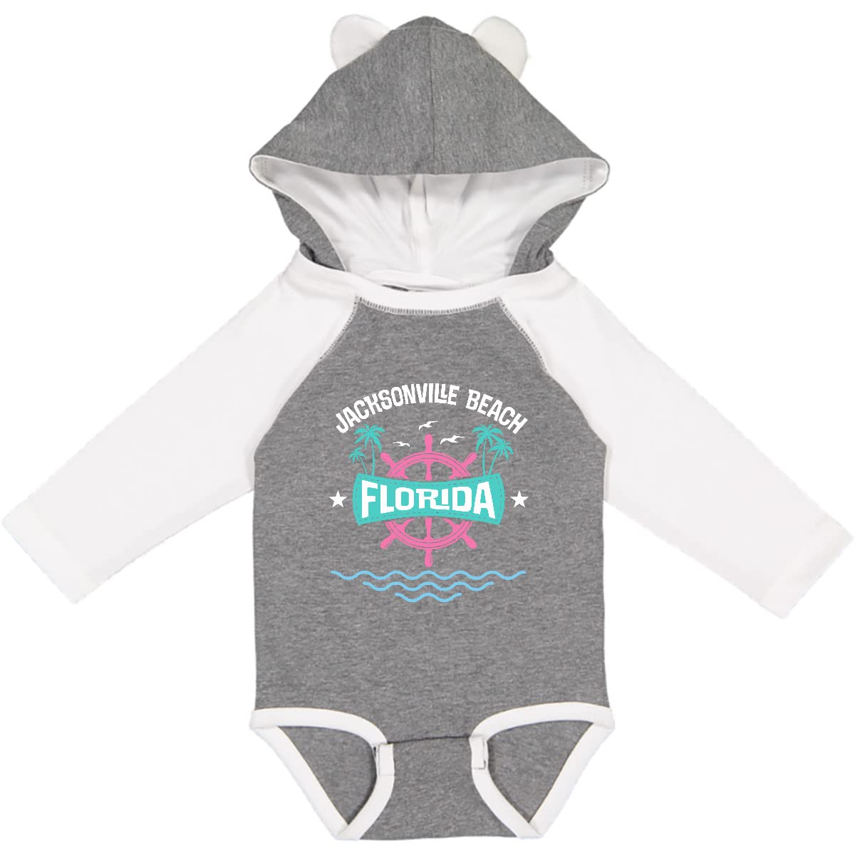 Inktastic Jacksonville Beach Florida Vacation Long Sleeve Baby Bodysuit - Soft Cotton Creeper for Boys & Girls - Beachwear, Family Vacation Outfit, Photo Shoot Essentials