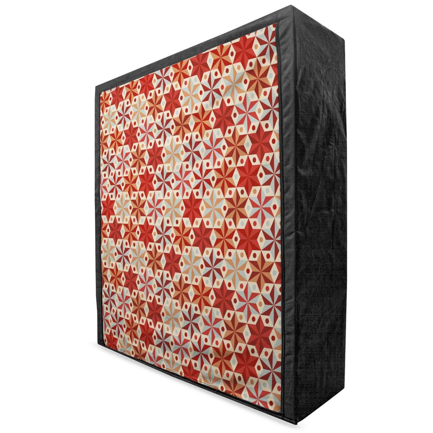 Ambesonne Geometric Portable Fabric Wardrobe - Abstract Anise Stars Pattern in Warm Retro Colors with Dots Design, 59