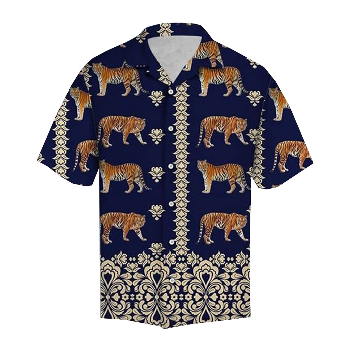 Men's Tropical Tiger Hawaiian Shirt - Short Sleeve Button Down Aloha Shirt with Exotic Print | Perfect for Beach Vacations, Summer Parties & Casual Wear