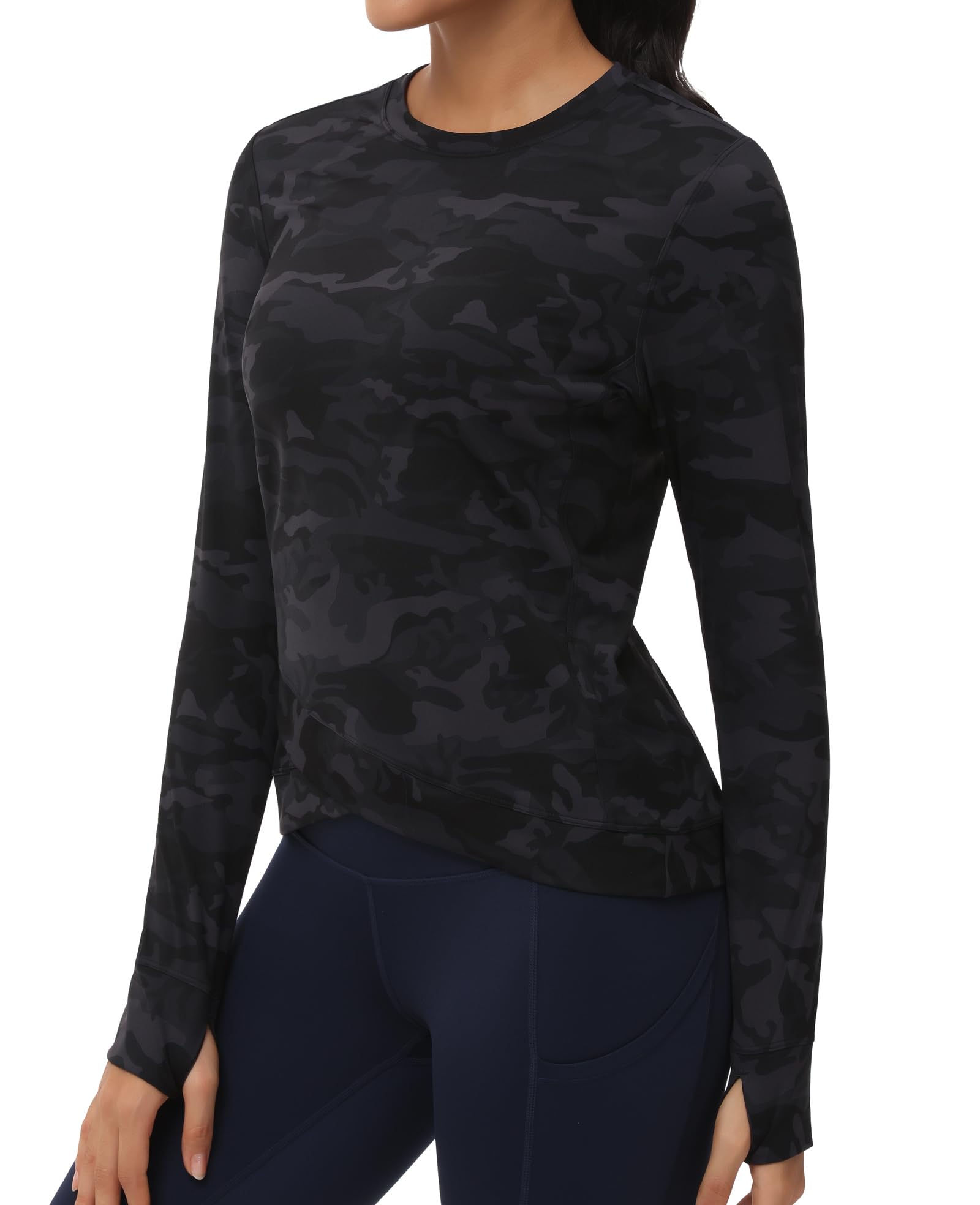 Women's Long Sleeve Compression Shirts - Moisture Wicking Workout Tops for Running, Yoga & Gym - Cross Hem Athletic T-Shirt with Thumb Hole - Perfect for Training, Sports & Active Lifestyle