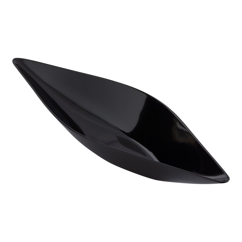 Restaurantware 1 oz Disposable Dipping Sauce Bowls - 100-Pack Black Plastic Canoe-Shaped Small Dishes for Sauces, Appetizers, Desserts & Samples | Perfect for Restaurants, Catering, Parties & Food Sampling